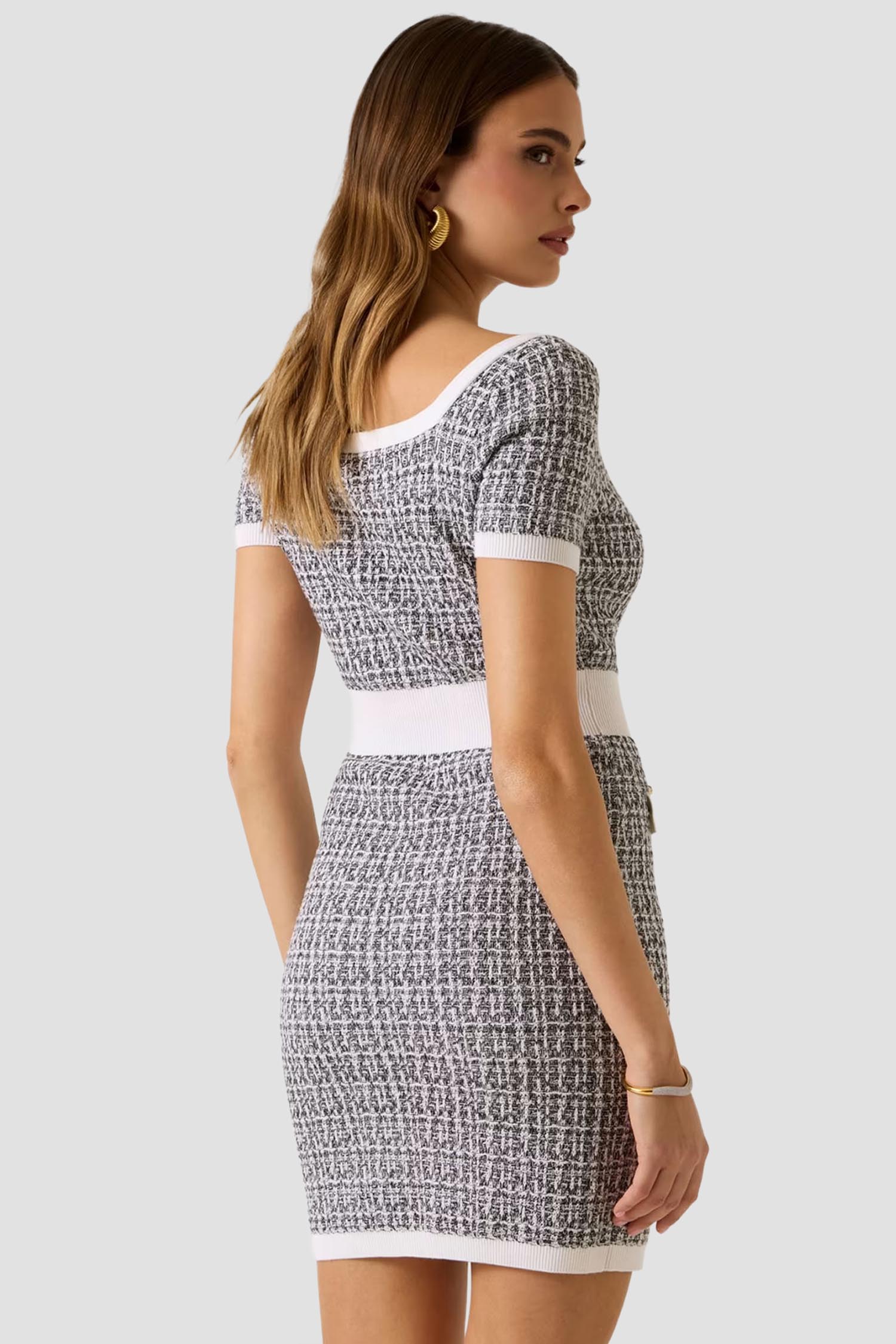 Жіноча сіра твідова сукня Guess W6RK42.Z0361;FJ5N