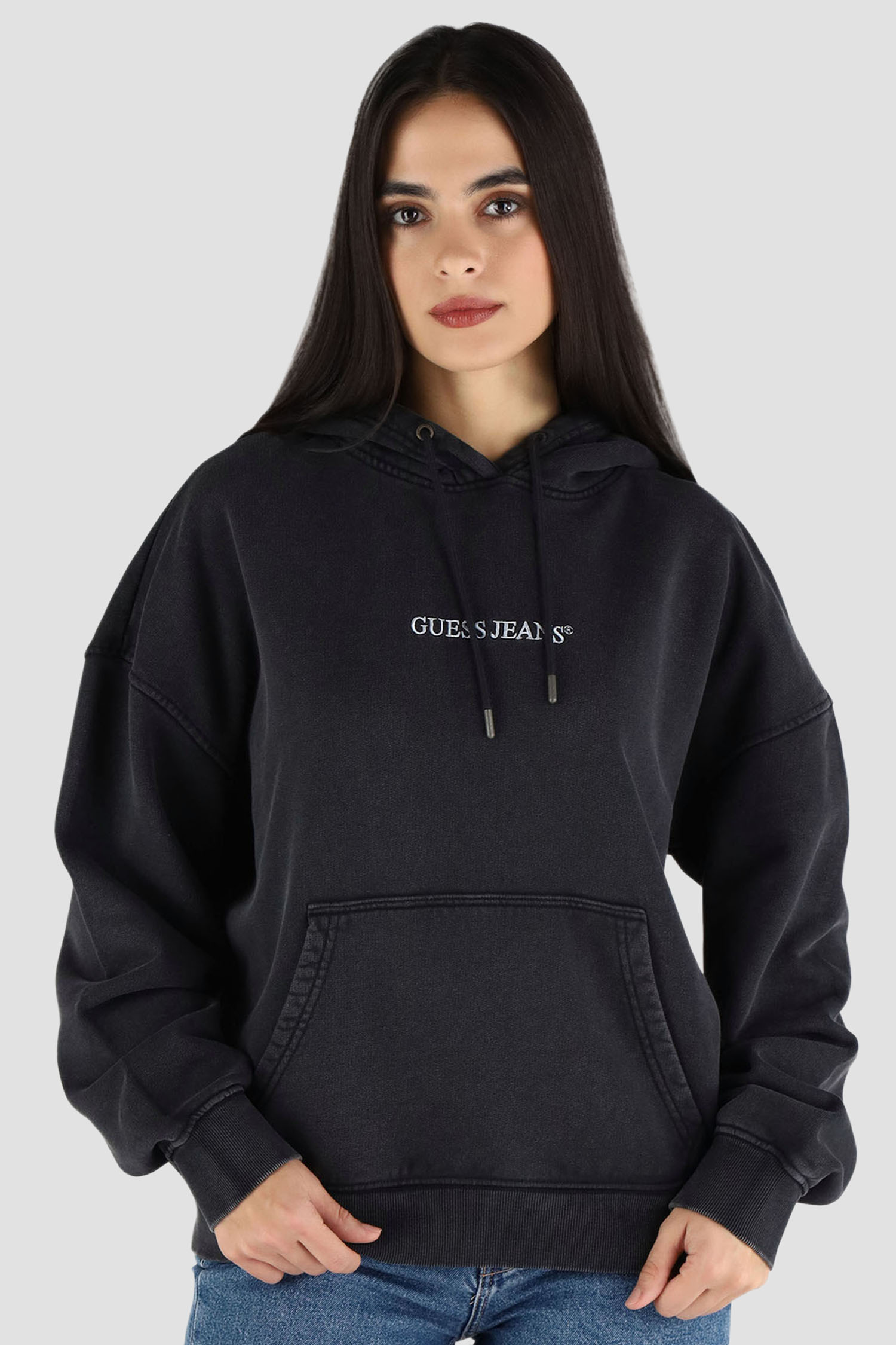 Жіноче темно-сіре худі Guess Jeans W5BQ15.KCPR1;JTMU