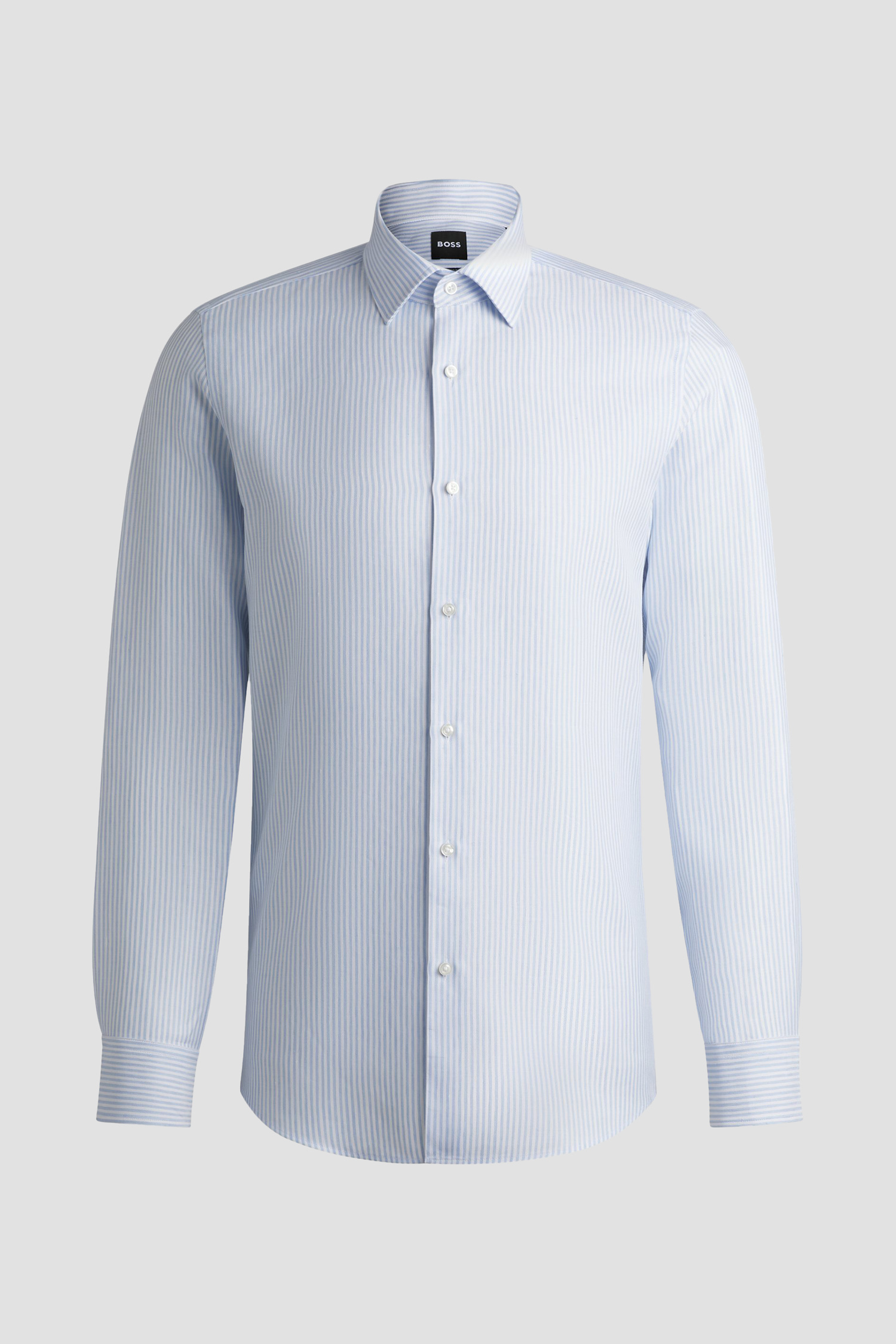 Чоловіча блакитна лляна сорочка у смужку BOSS 50539206;450