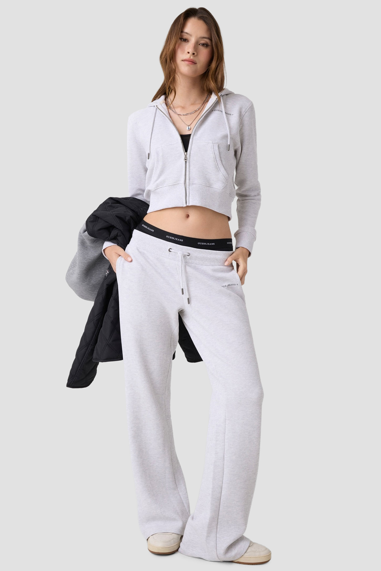 Женские светло-серые спортивные брюки Guess Jeans W6YB07.K4207;H91N