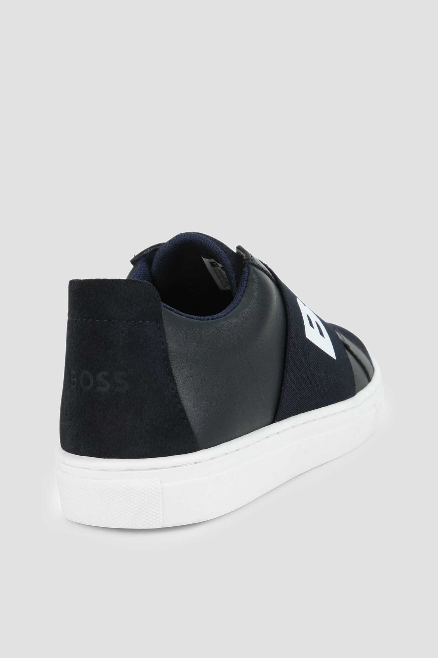 Детские темно-синие кожаные слипоны BOSS kids J29348;849