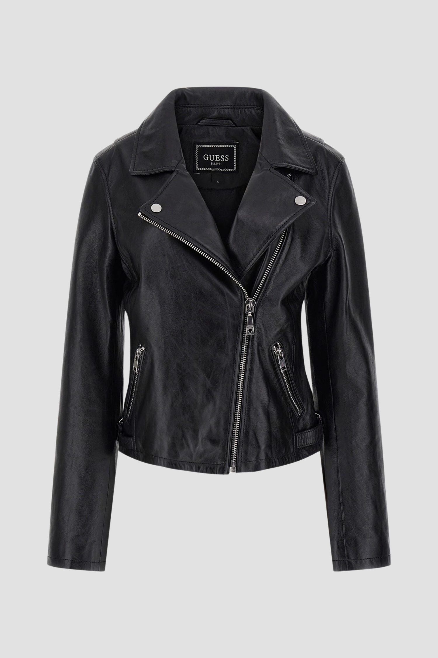 Женская черная кожаная косуха Guess W3BL83.L0O00;JTMU