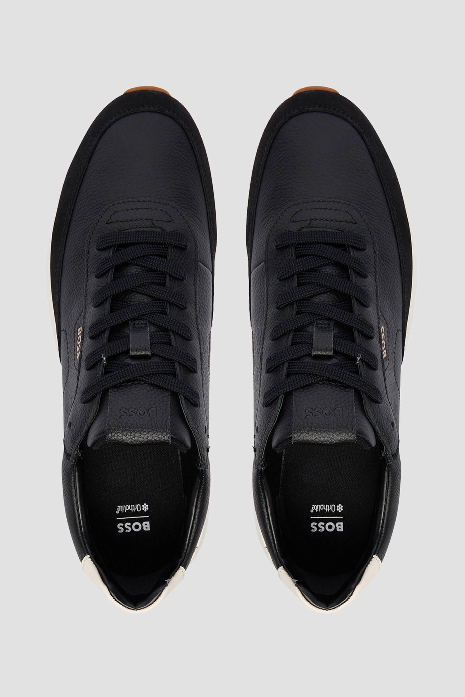 Мужские черные кожаные кроссовки BOSS 50552859;021