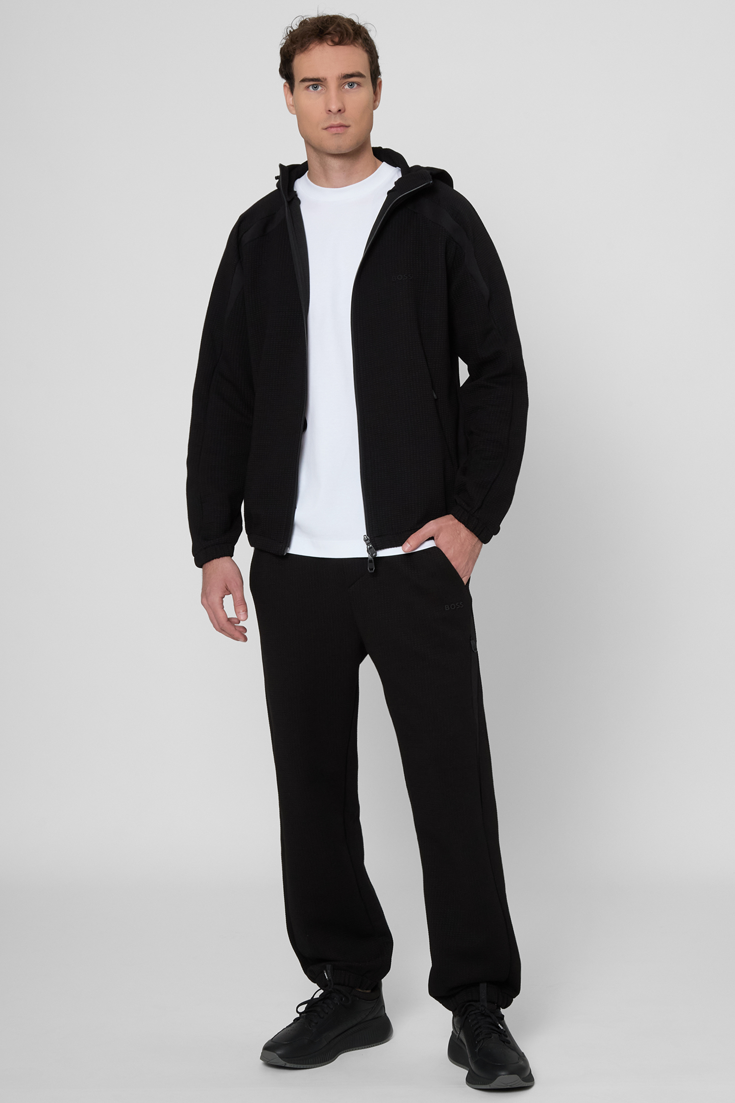 Чоловіча чорна кофта на блискавці BOSS 50548576;001