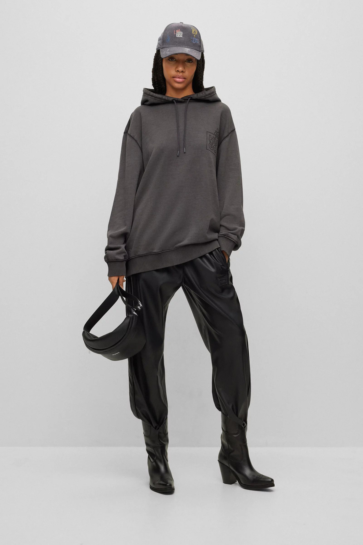 Женское черное худи HUGO 50495069;001