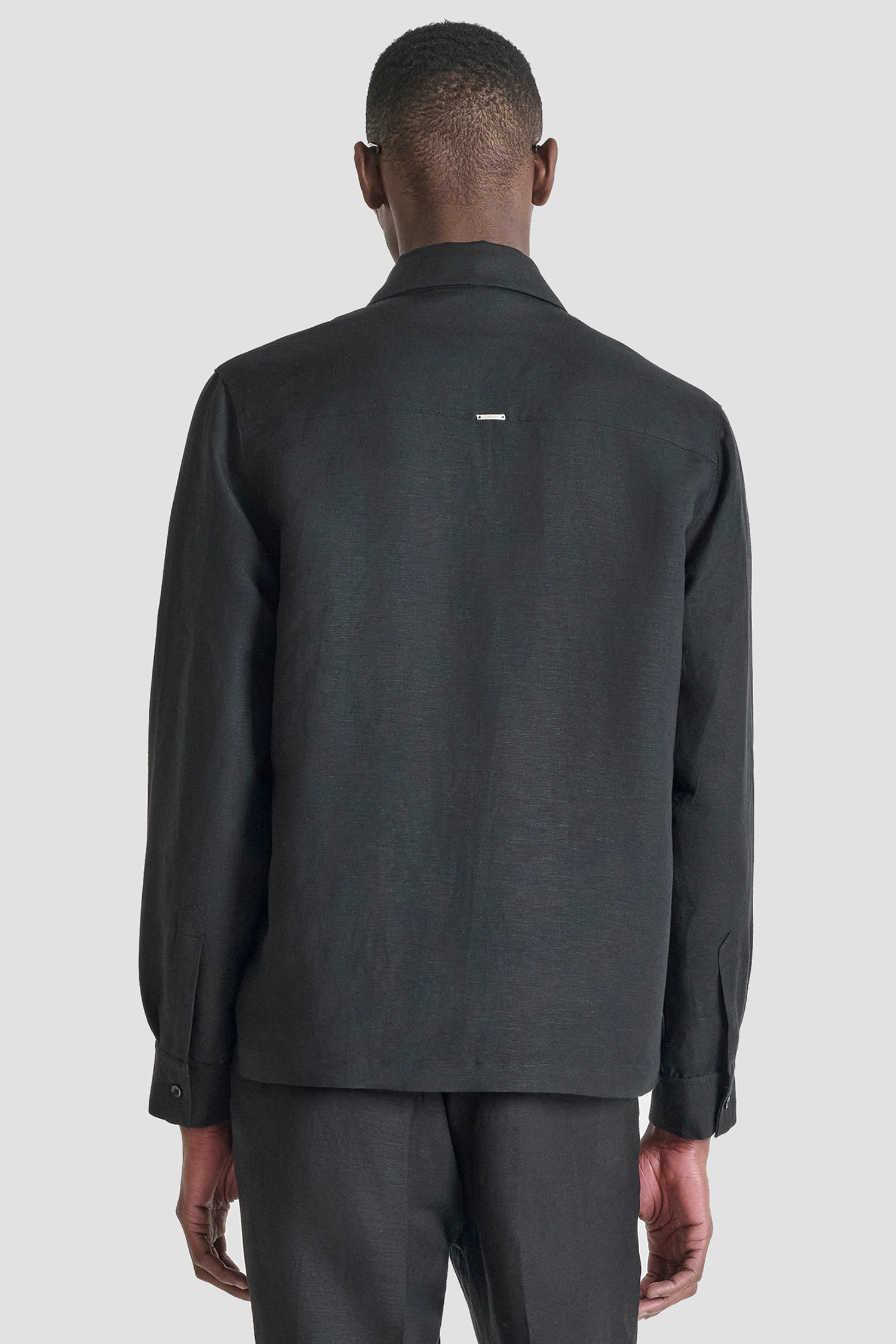 Мужская черная льняная рубашка Antony Morato MMSL00795.FA900135;9000