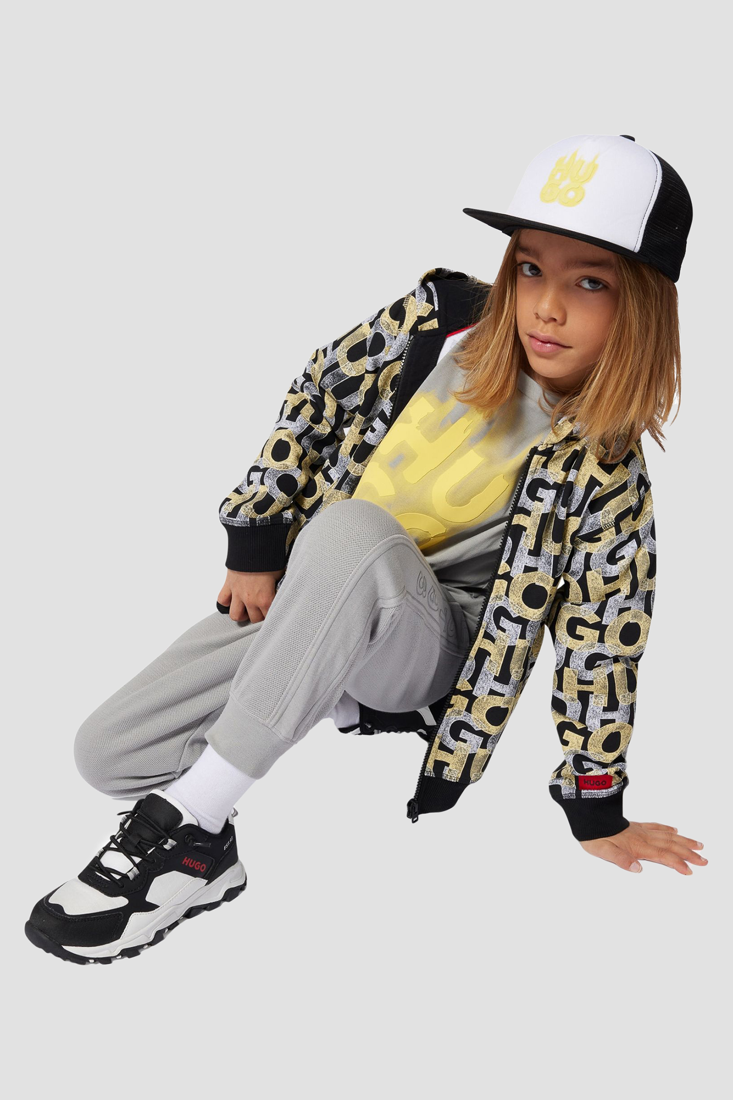 Детские серые спортивные брюки HUGO kids G00363;03F