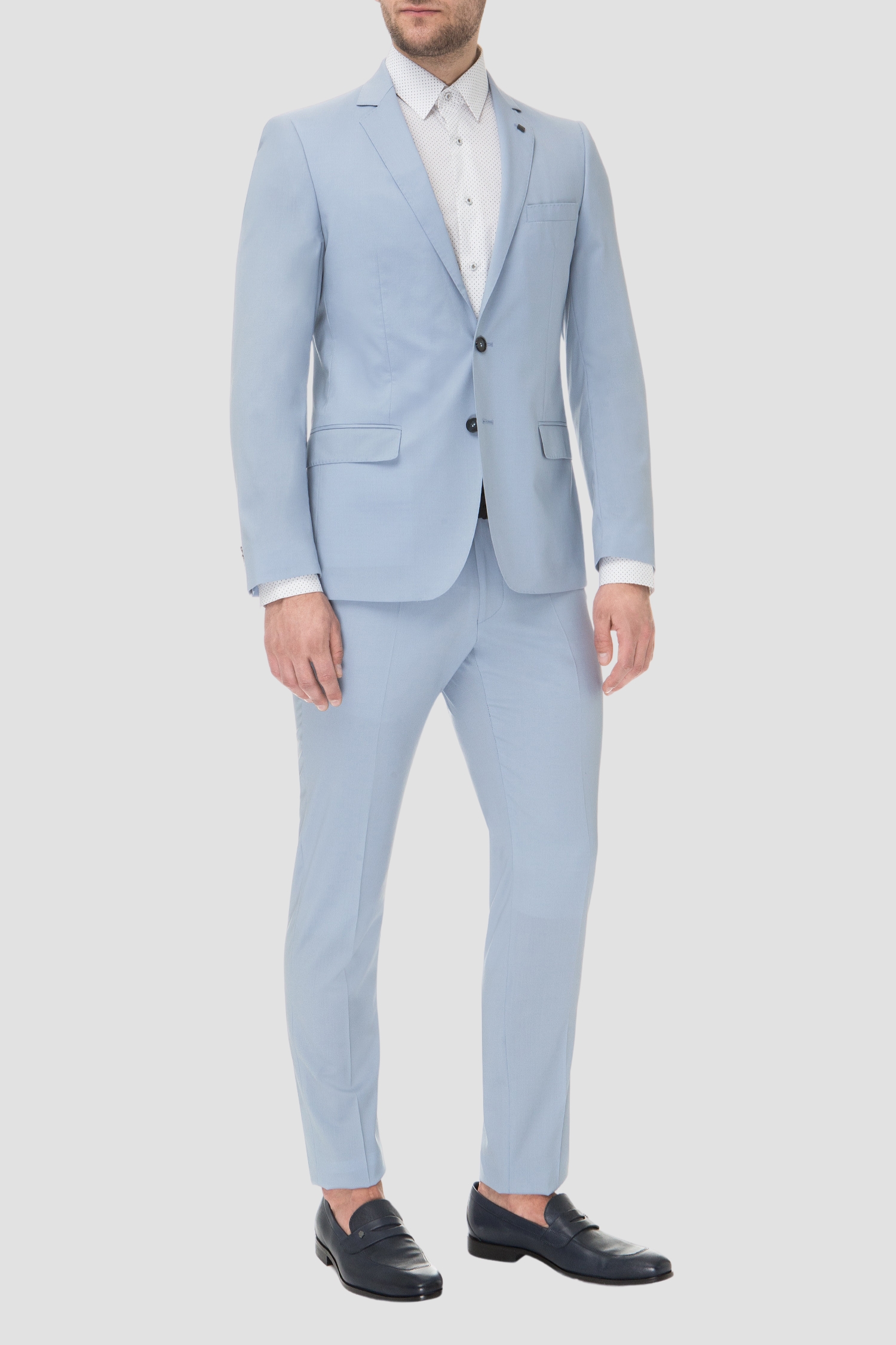 Мужской голубой шерстяной костюм (пиджак, брюки) Karl Lagerfeld 591045.105200;620