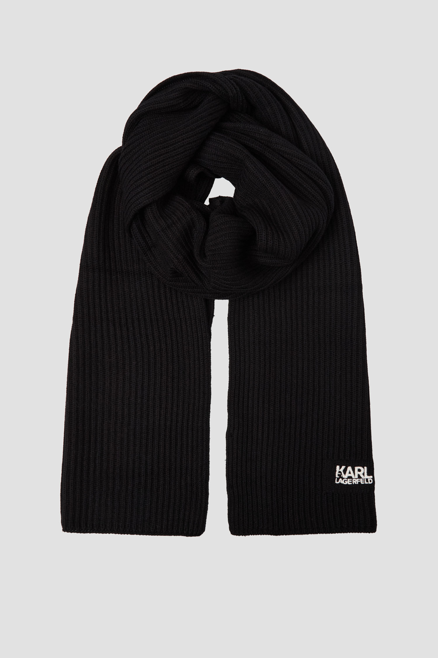 Чоловічий чорний вовняний шарф Karl Lagerfeld 554305.805000;990