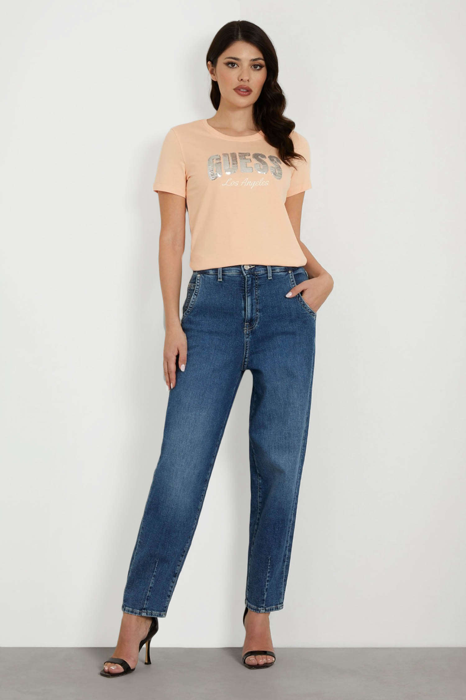 Женская персиковая футболка Guess W4GI31.I3Z14;G6J4