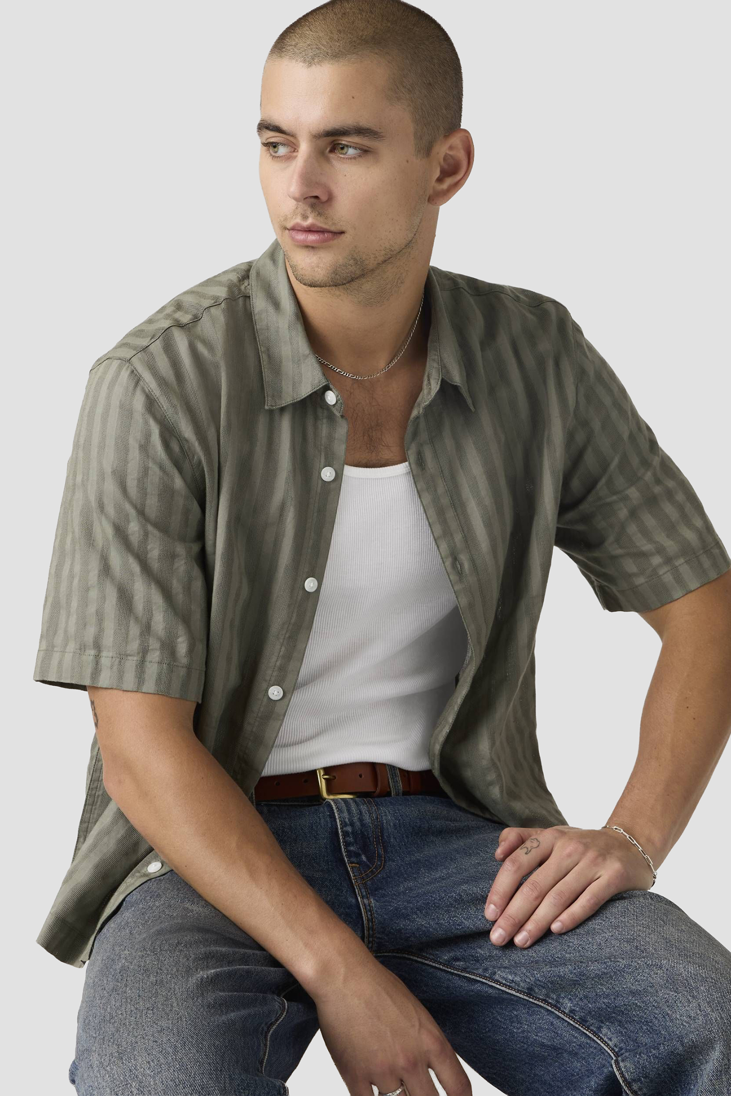Чоловіча оливкова сорочка у смужку Levi’s® 005GH;0002