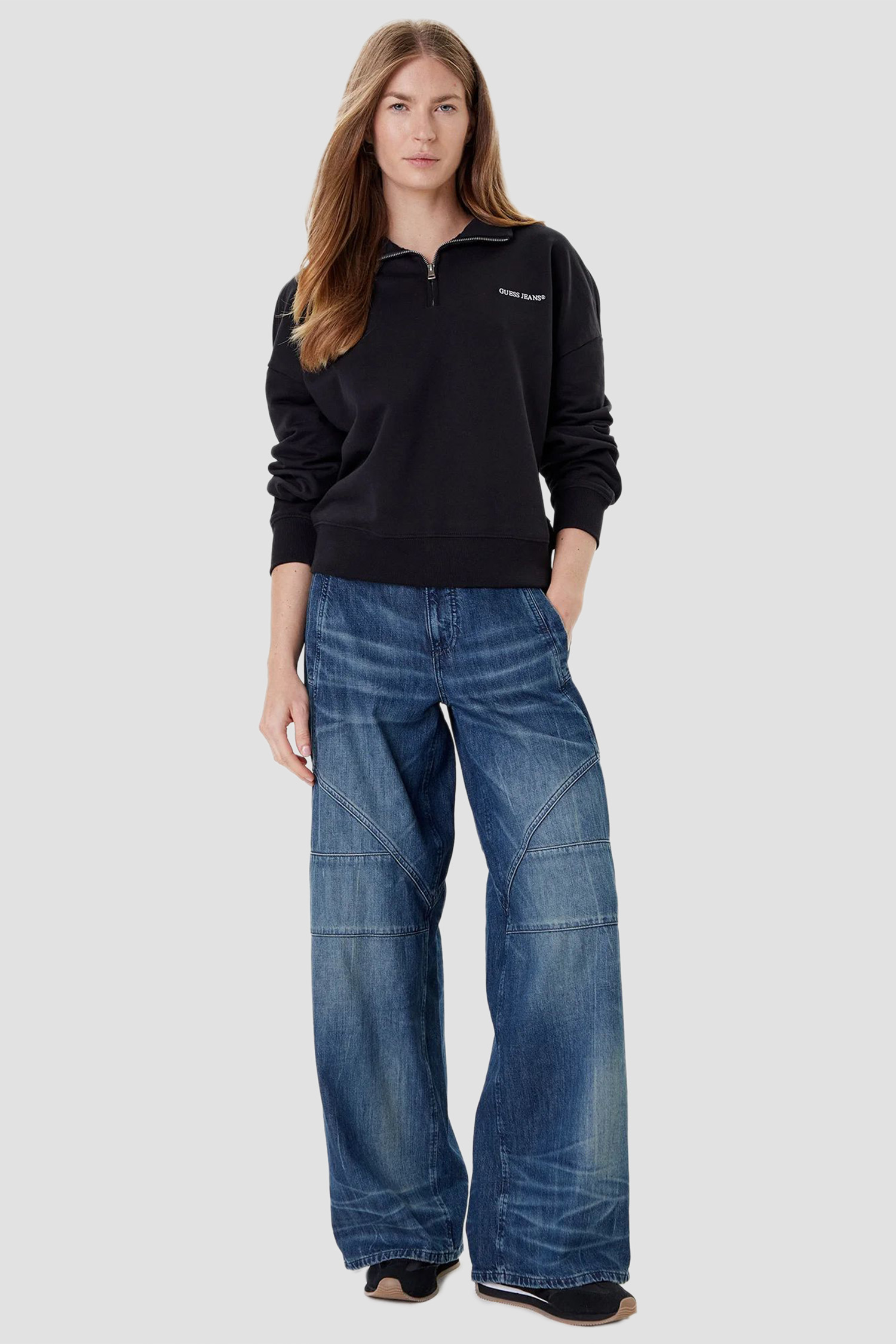 Жіноча чорна спортивна кофта Guess Jeans W5YQ09.K68I4;JBLK