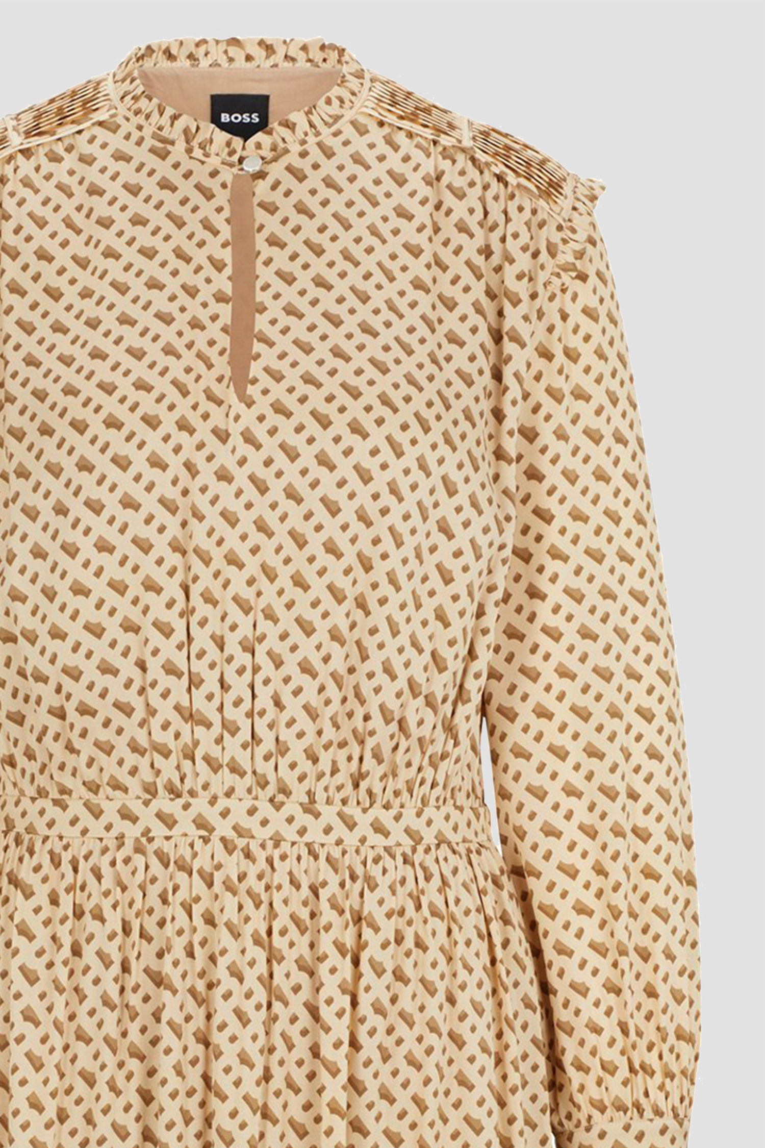 Женское бежевое шелковое платье с узором BOSS 50509345;988