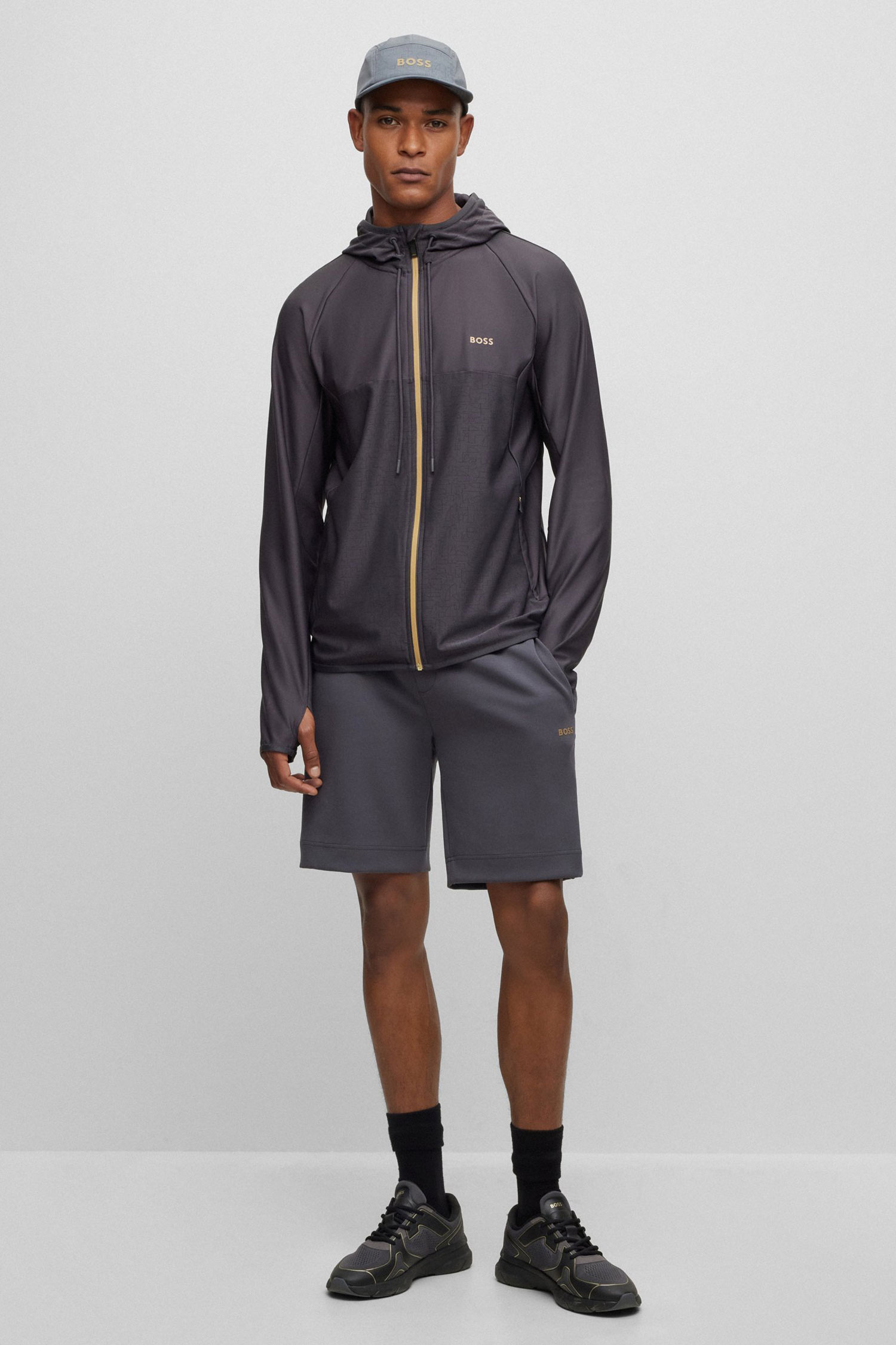 Чоловіча темно-сіра кофта на блискавці BOSS 50493465;027