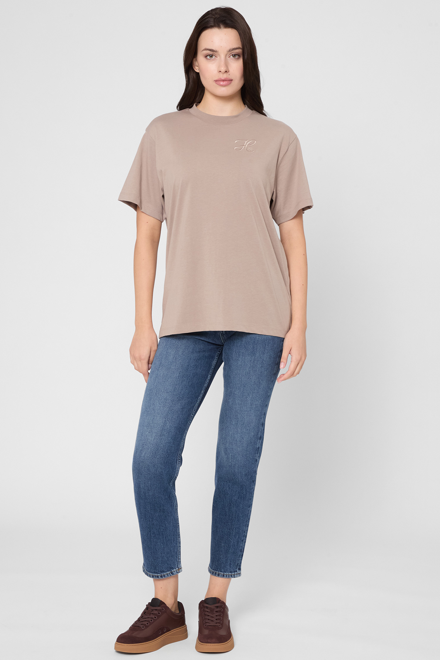 Жіноча бежева футболка HUGO 50550901;273