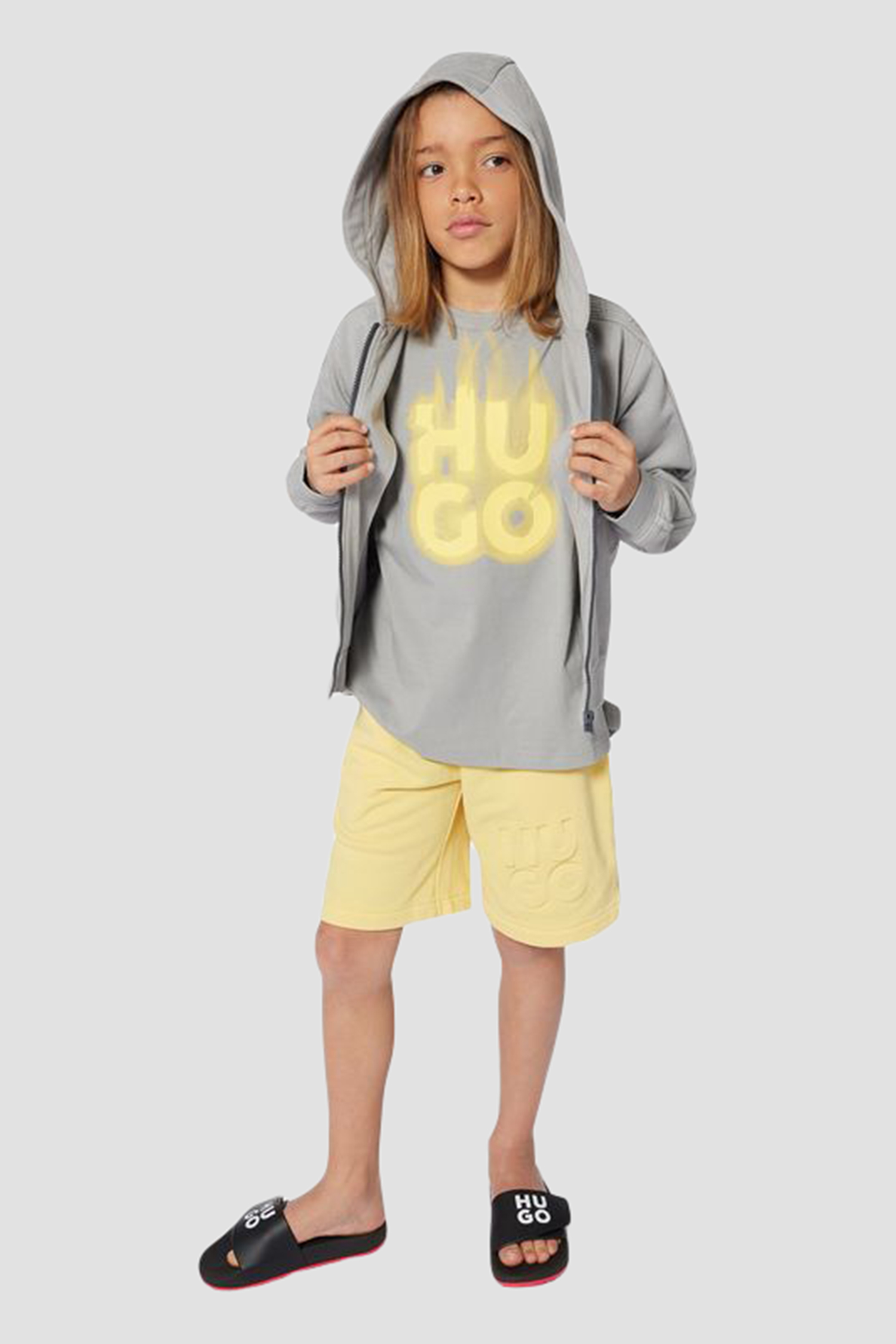 Дитяча сіра футболка HUGO kids G00338;03F