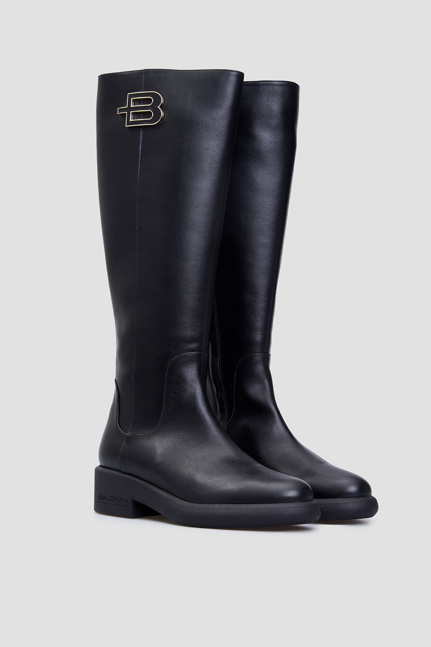 Женские черные кожаные ботфорты BALDININI D5B028P1VITE;0000