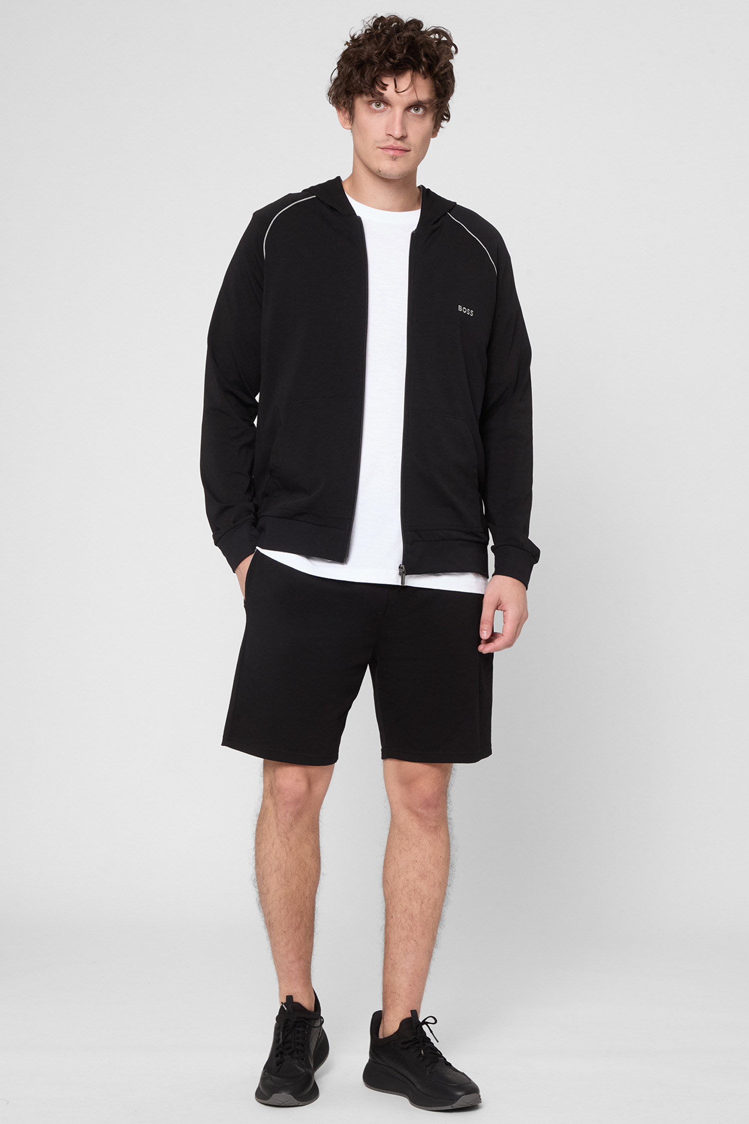 Мужская черная кофта на молнии BOSS 50515392;001