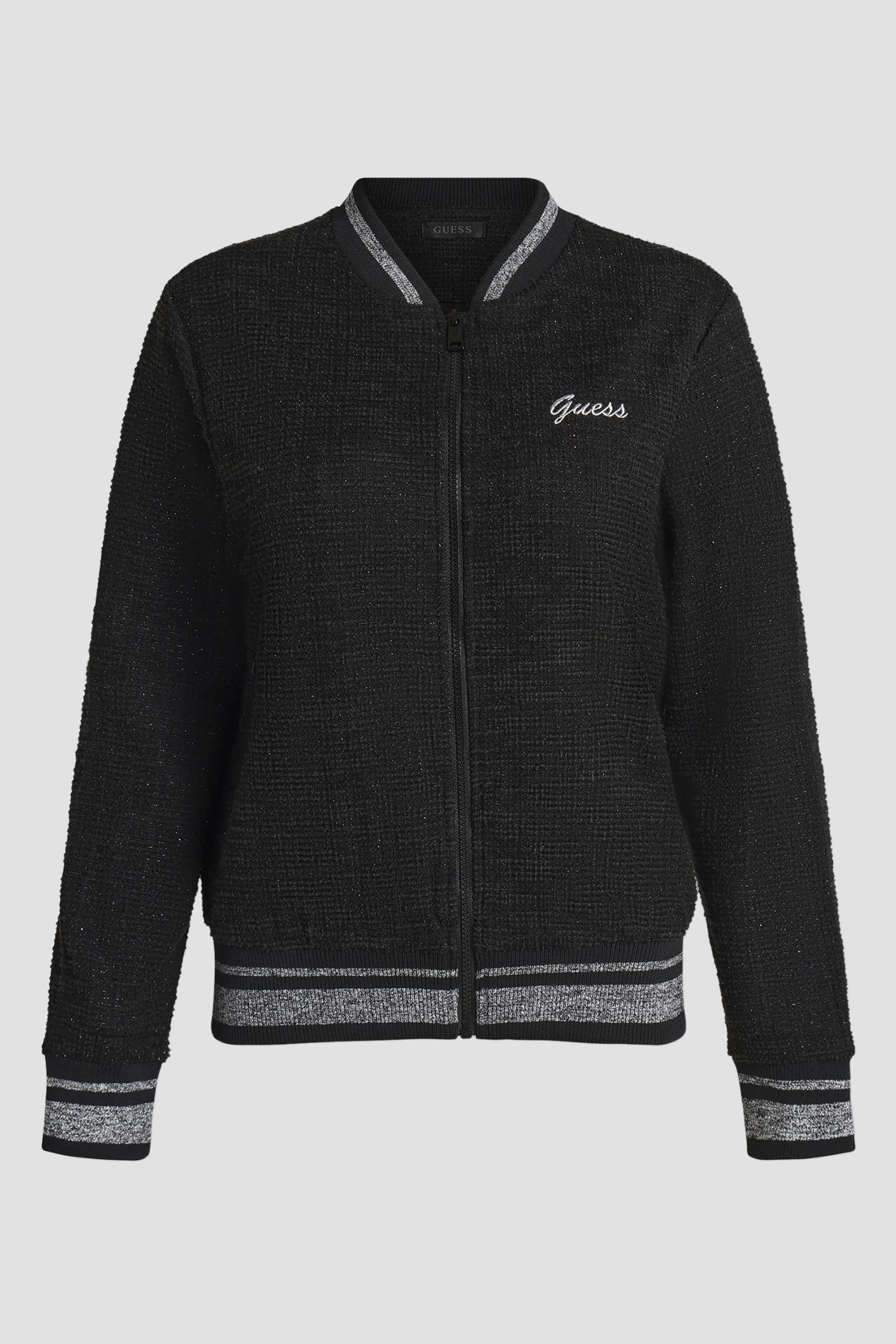 Жіноча чорна твідова спортивна кофта Guess W6YQ15.K4353;FJ5N