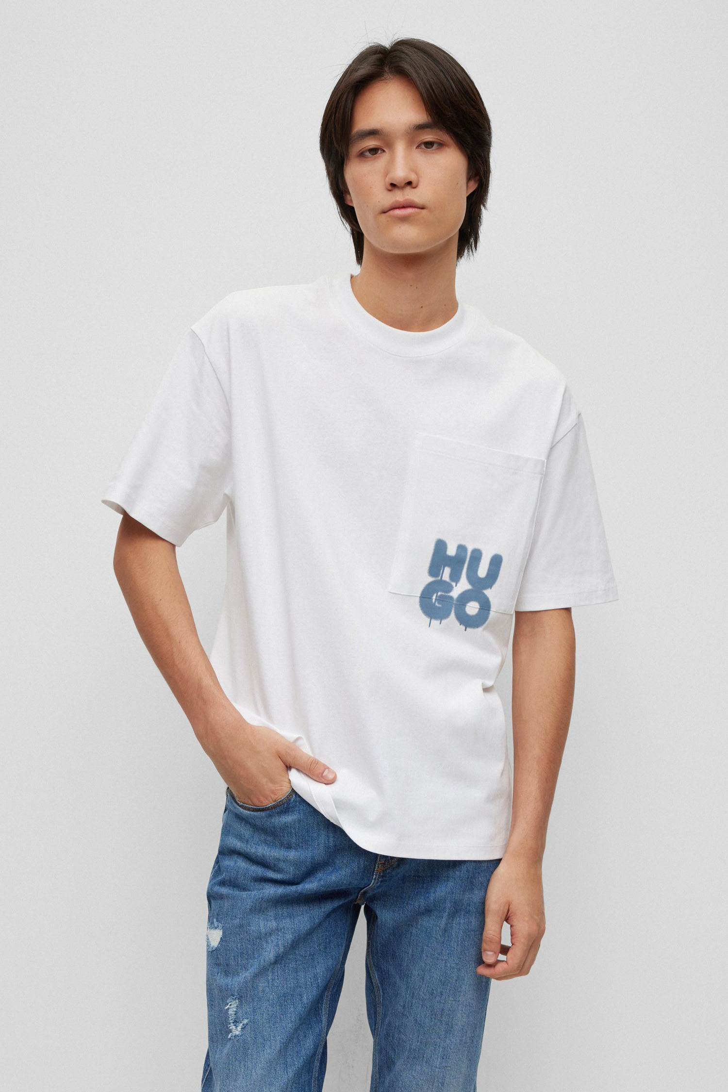 Мужская белая футболка HUGO 50487524;100