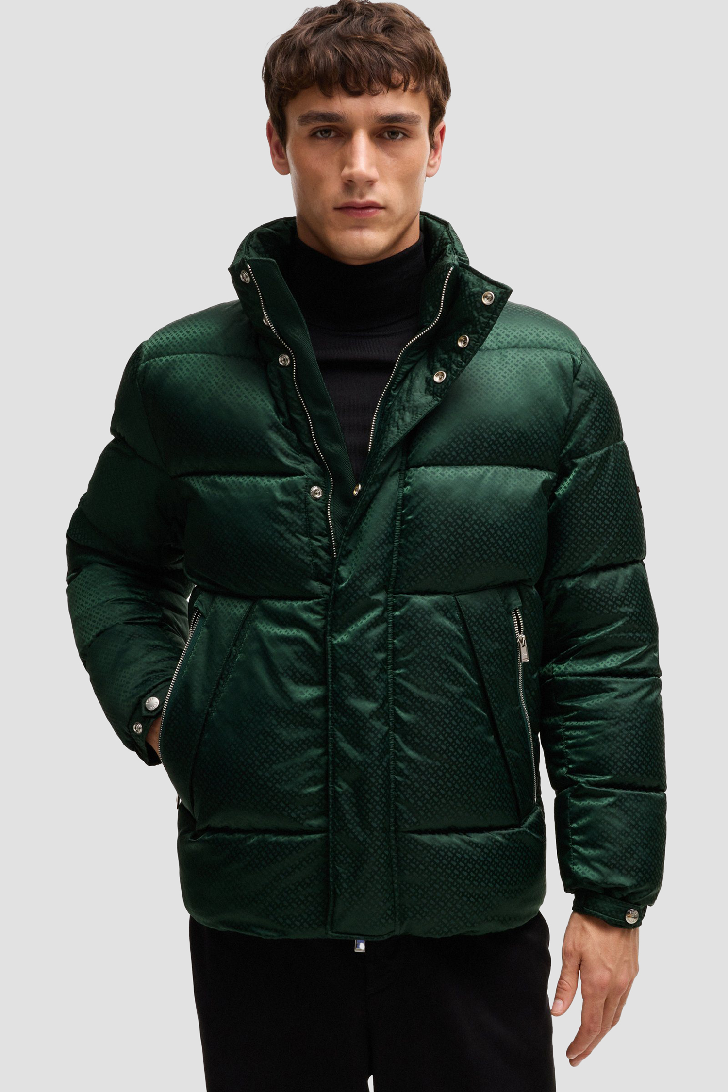 Мужская зеленая куртка с узором BOSS 50525364;385