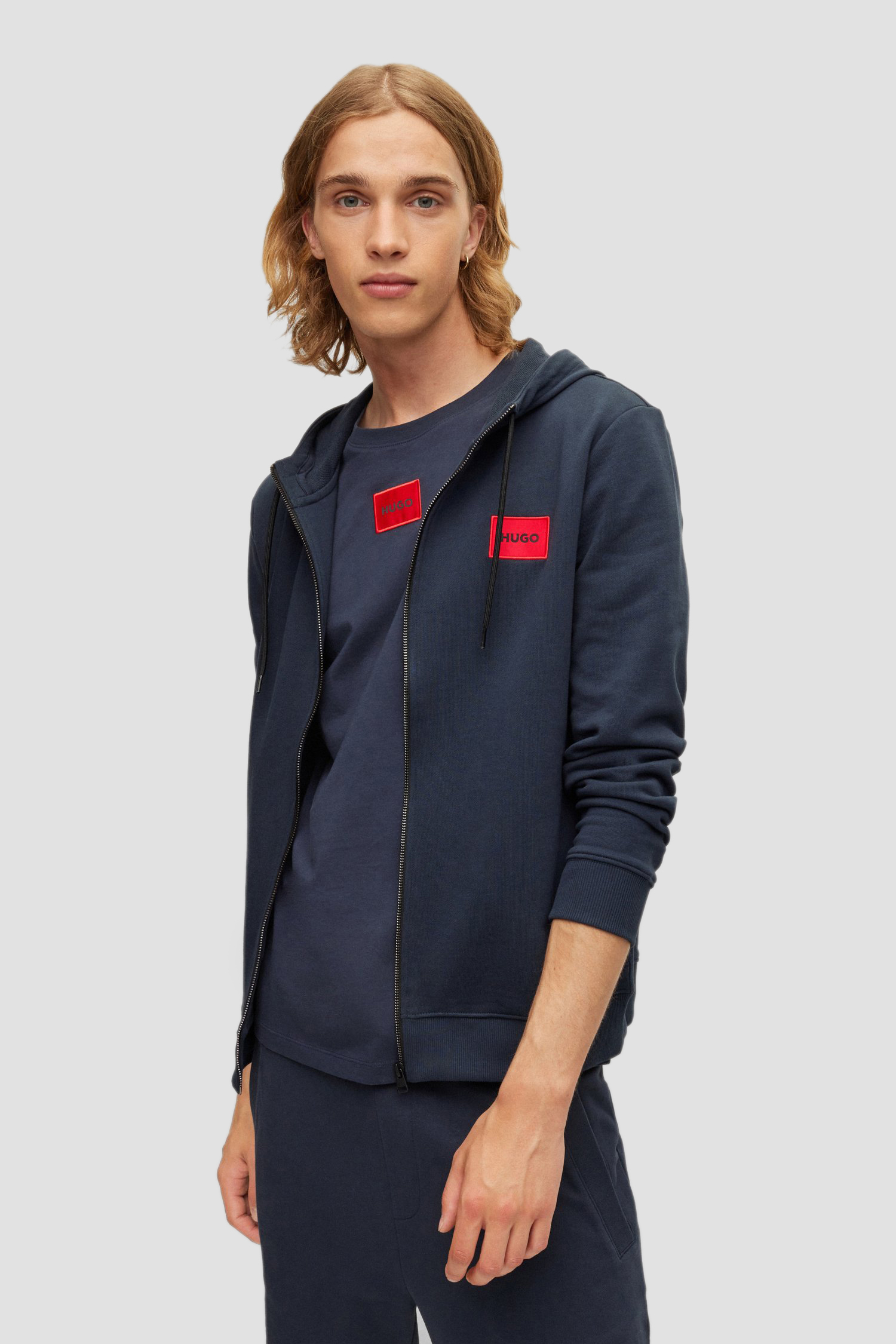 Мужская темно-синяя кофта на молнии HUGO 50447972;405
