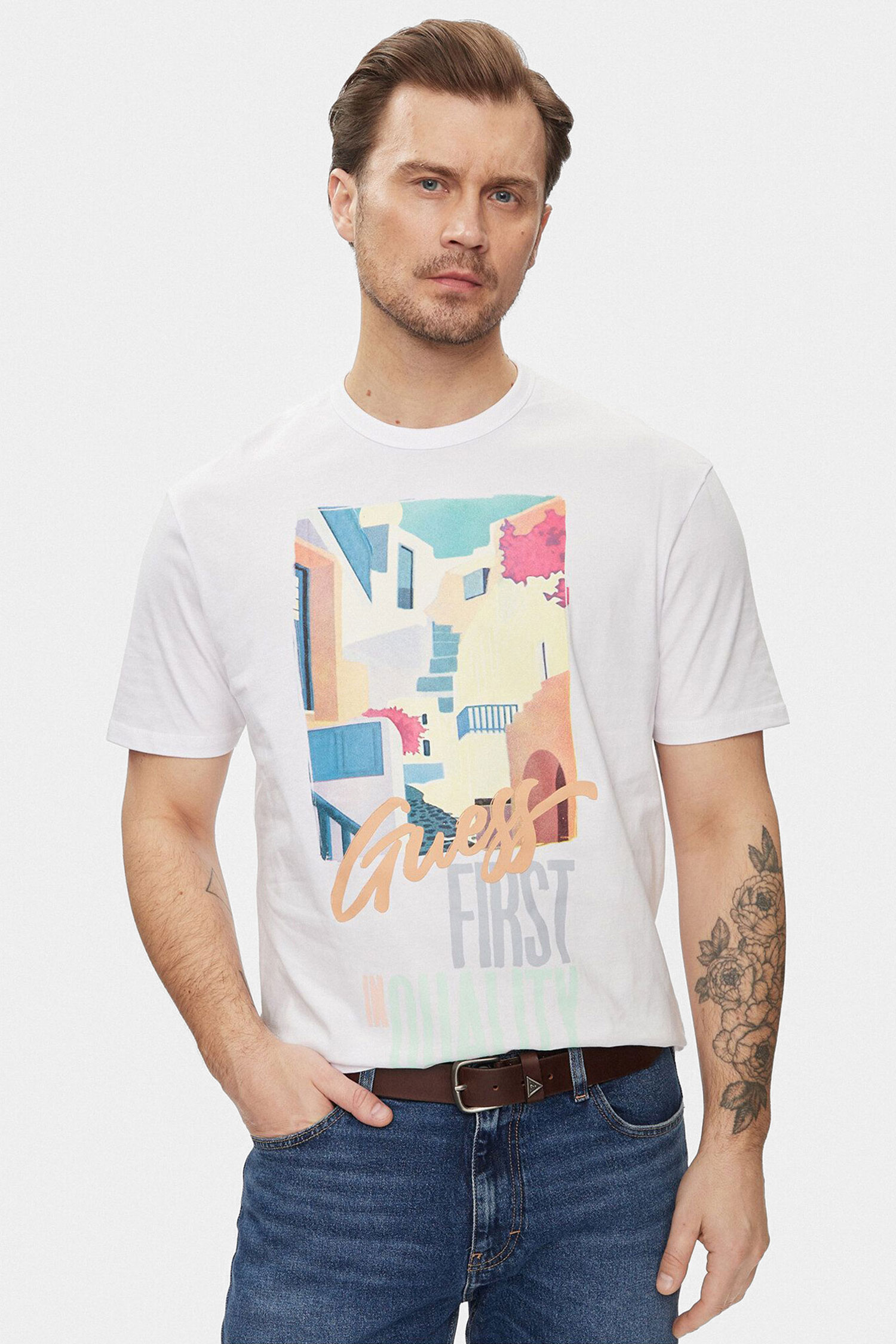 Мужская белая футболка Guess M4GI23.K8FQ4;G011