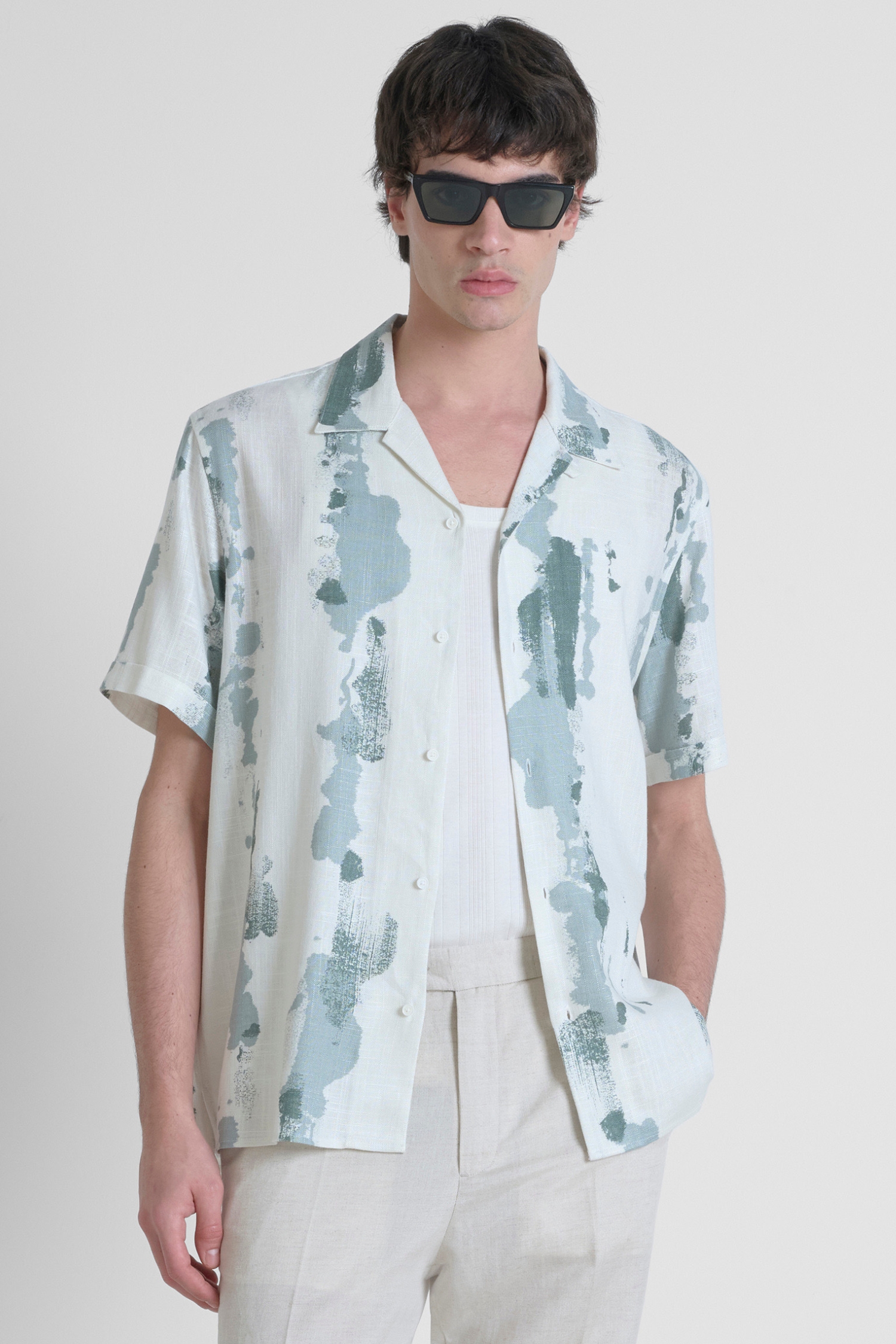 Чоловіча біла сорочка з візерунком Antony Morato MMSS00189.FA430645;4087