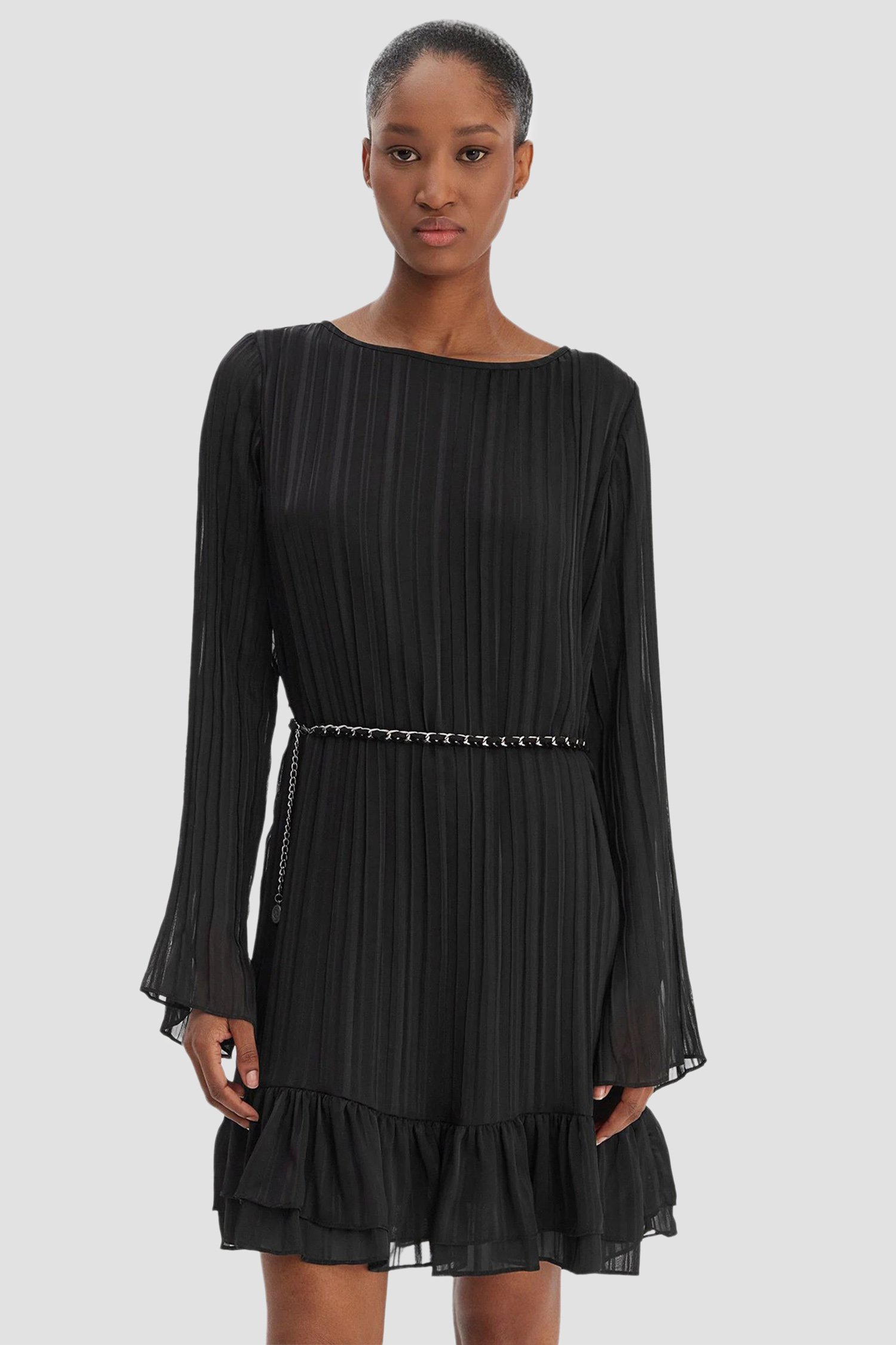 Жіноча чорна плісирована сукня Guess W6RK37.WJ712;JBLK