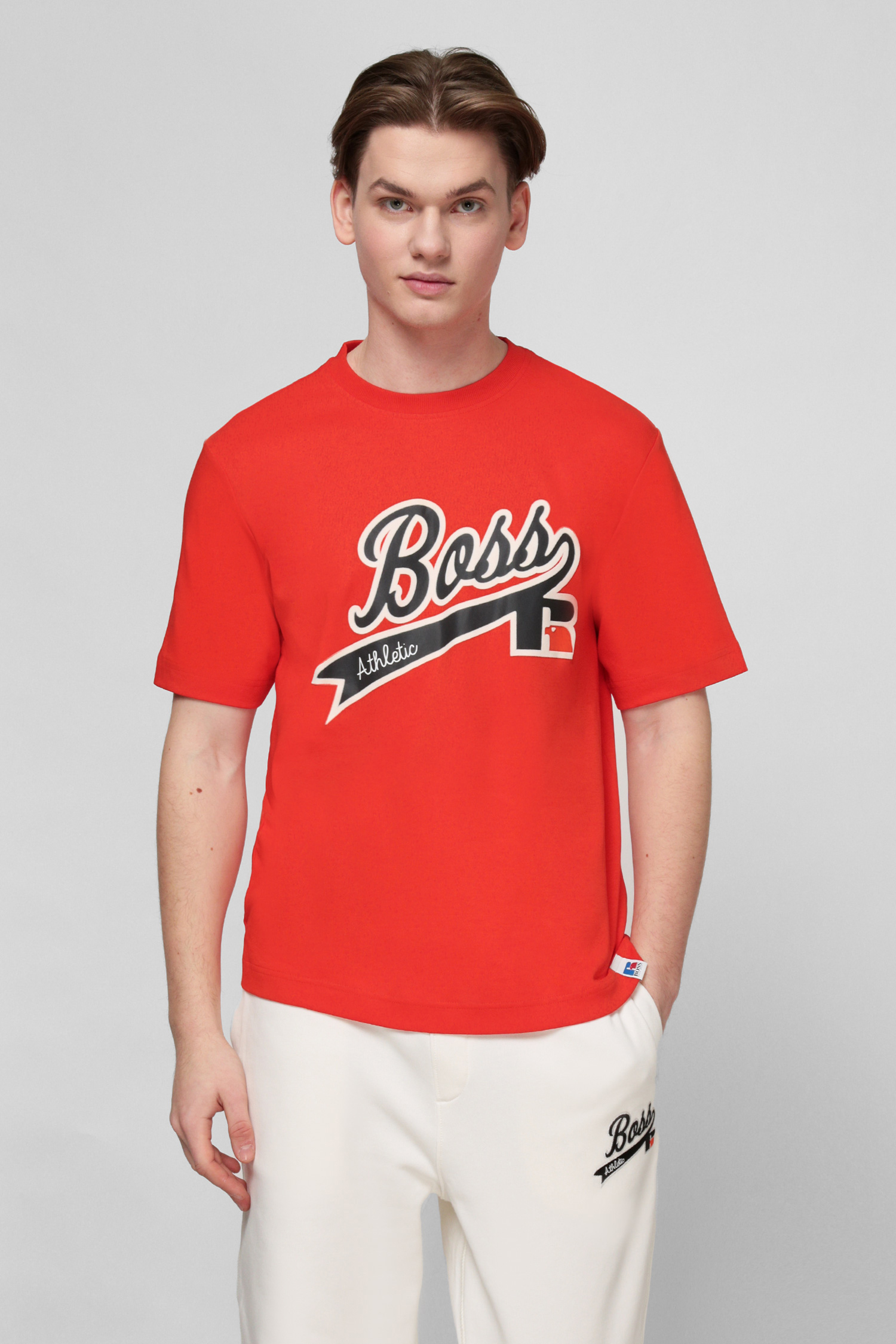 Оранжевая футболка для парней BOSS x Russell Athletic BOSS 50466090;821