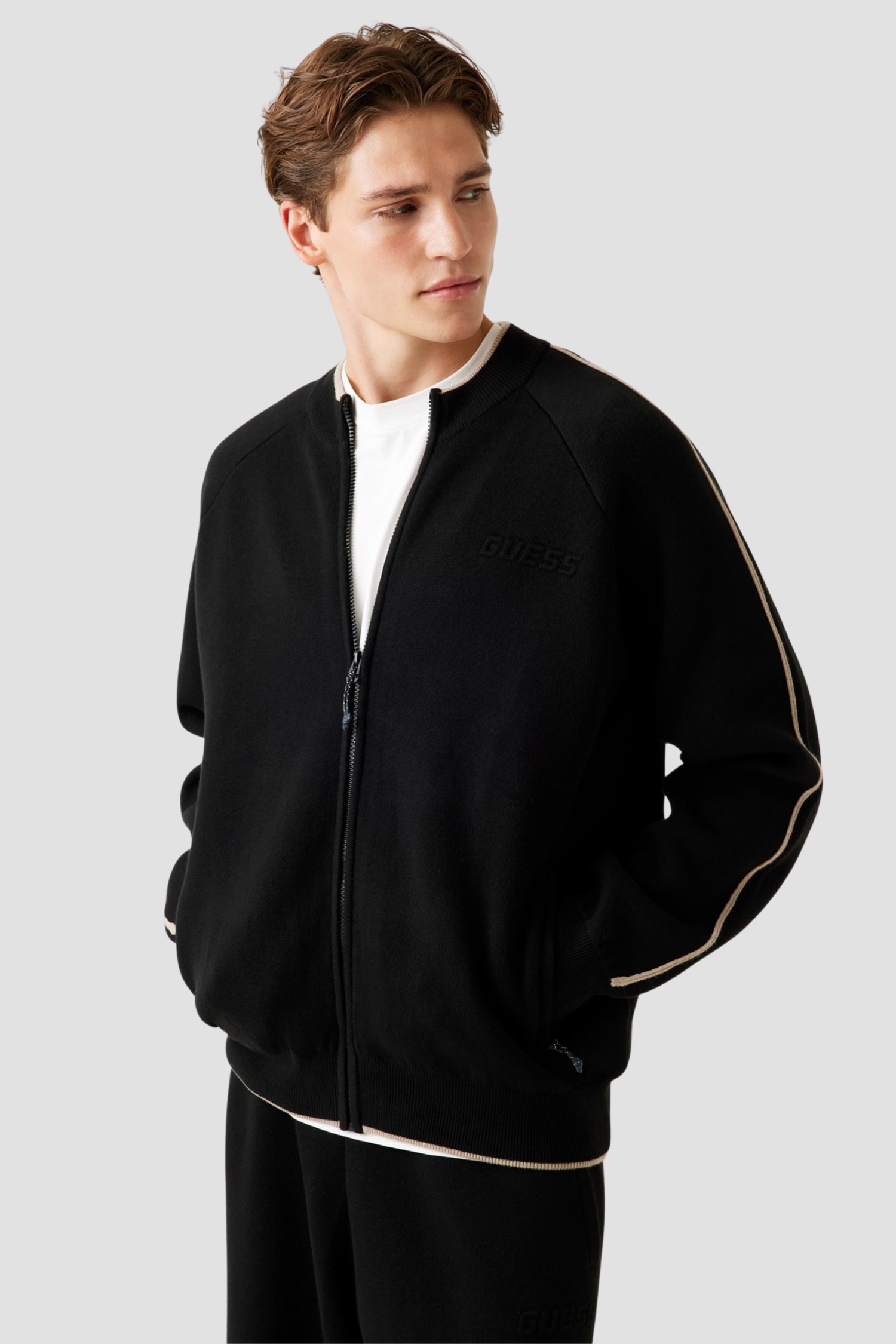 Мужская черная кофта на молнии Guess Z5BQ11.Z0960;JBLK