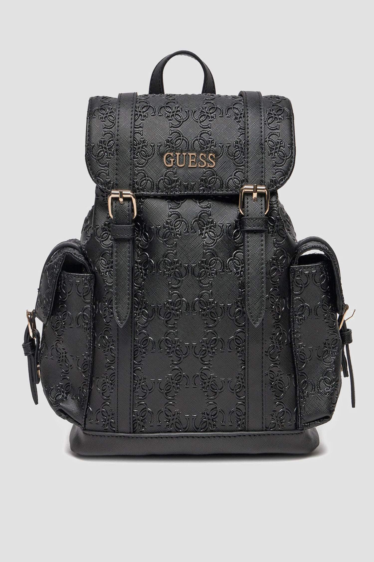 Жіночий чорний рюкзак з візерунком Guess V5RZ05.WGZ00;JBLK