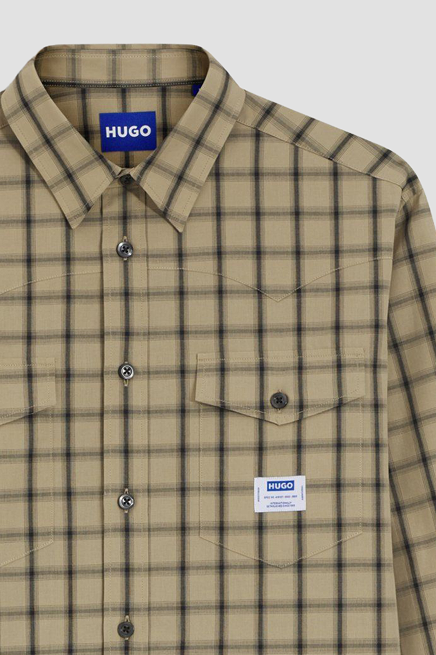 Мужская бежевая рубашка в клетку HUGO BLUE 50565392;269
