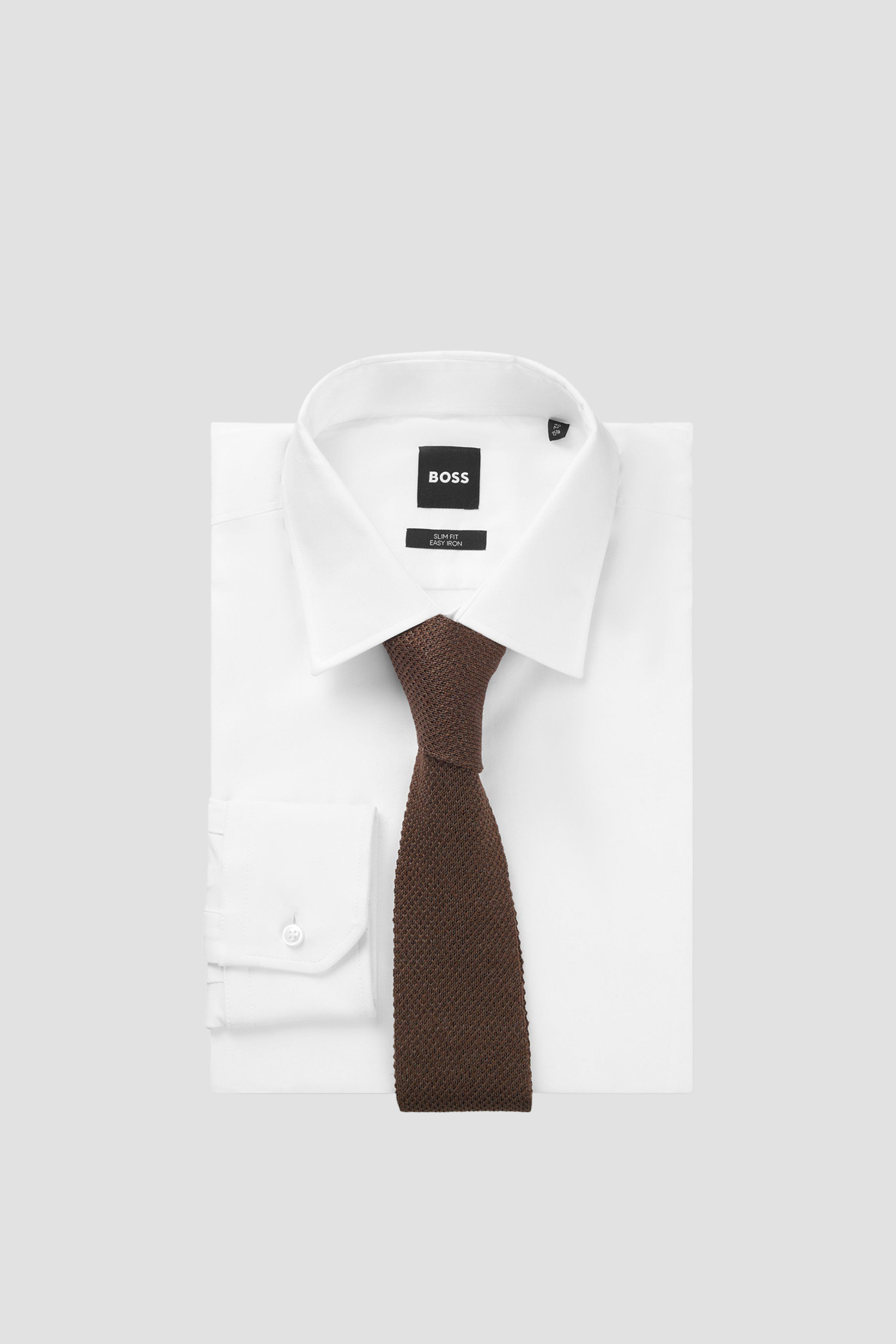 Чоловіча коричнева лляна краватка BECKHAM x BOSS BOSS 50563695;208