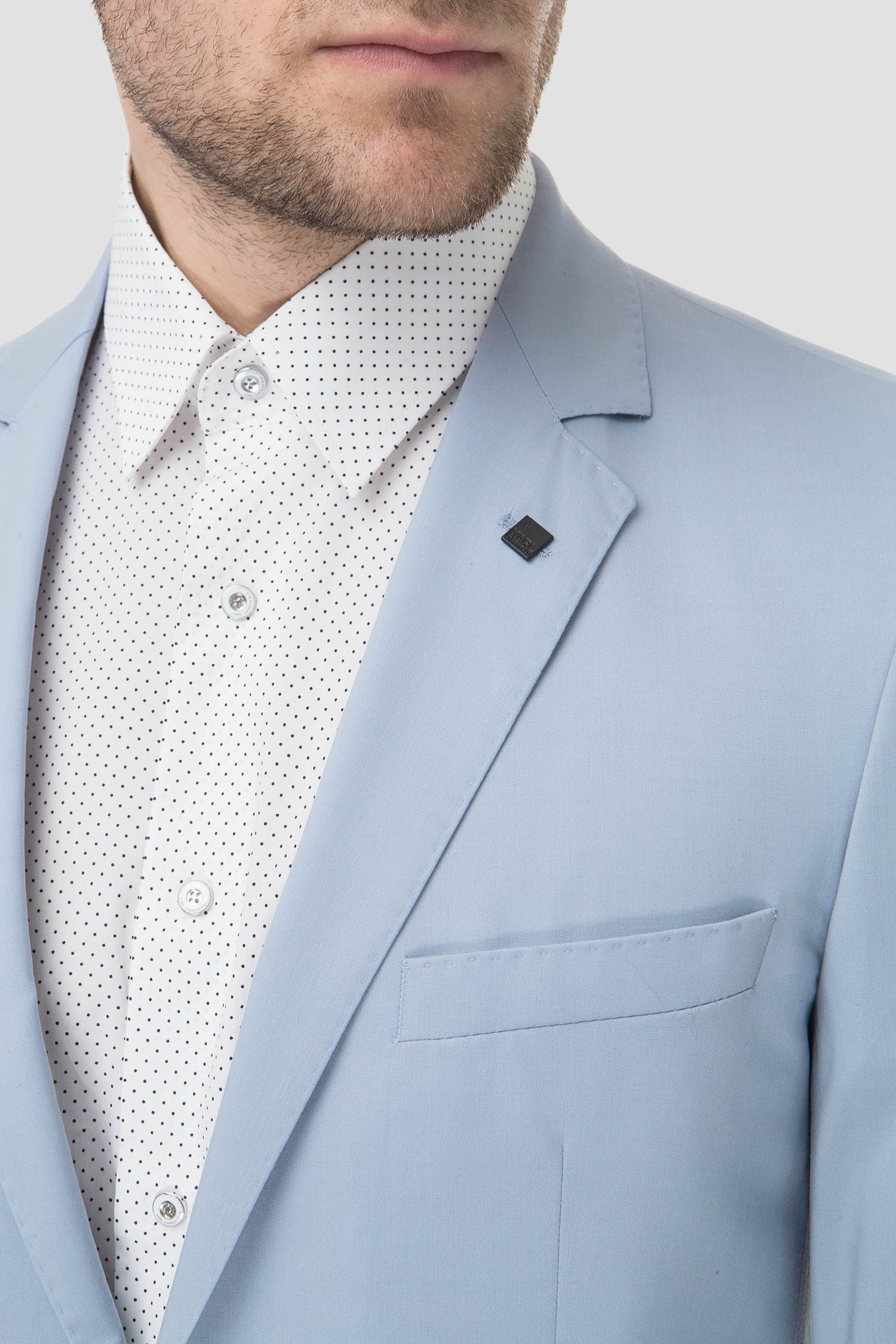 Мужской голубой шерстяной костюм (пиджак, брюки) Karl Lagerfeld 591045.105200;620