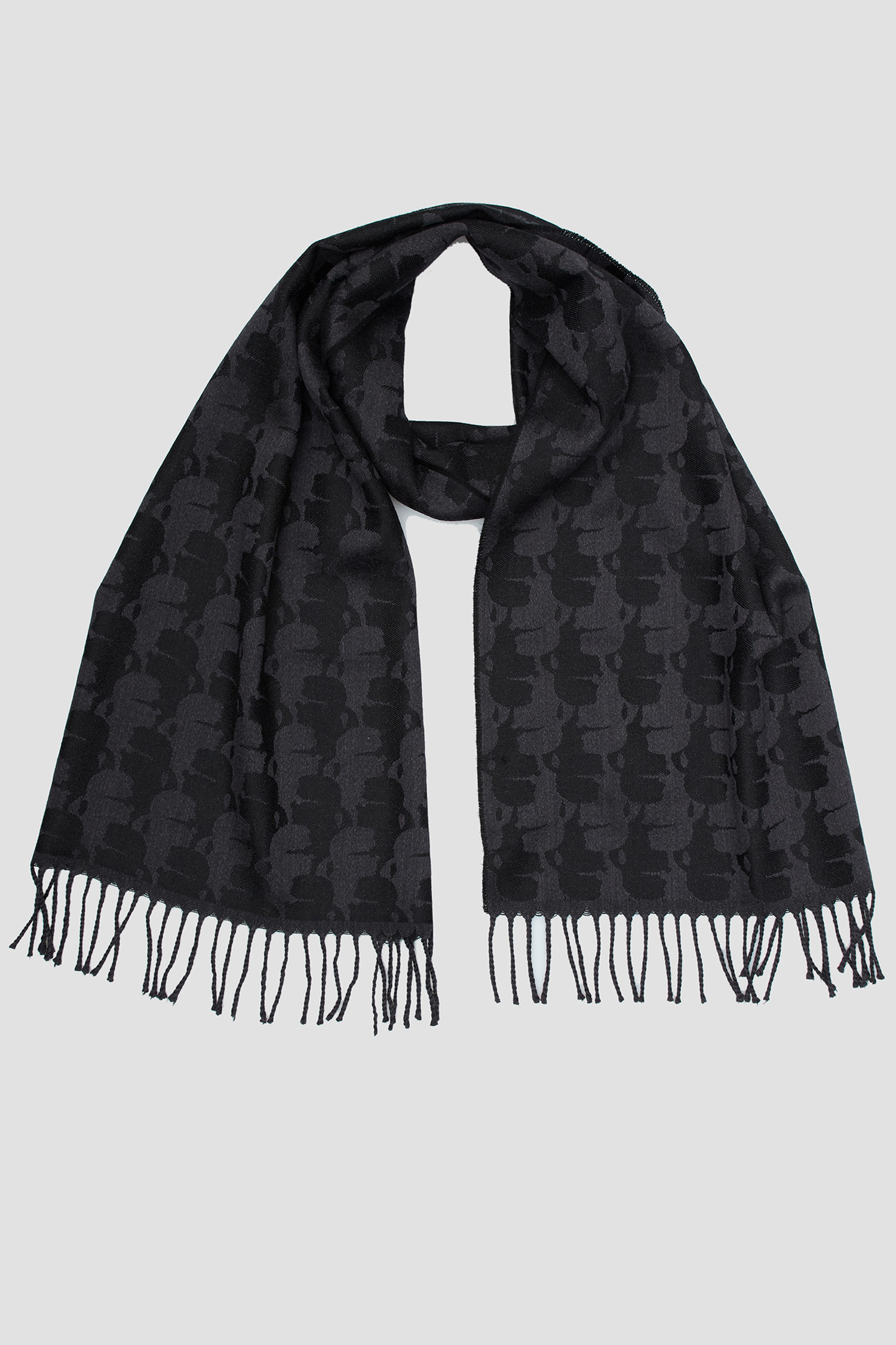 Мужской темно-серый шерстяной шарф с узором Karl Lagerfeld 534132.805001;990
