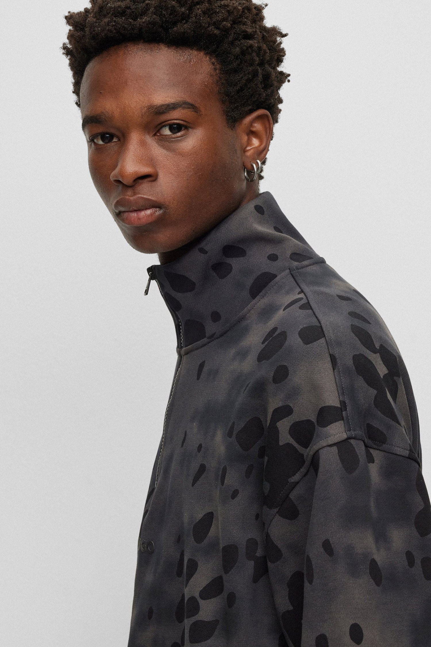 Чоловіча темно-сіра спортивна кофта з візерунком HUGO 50498226;028