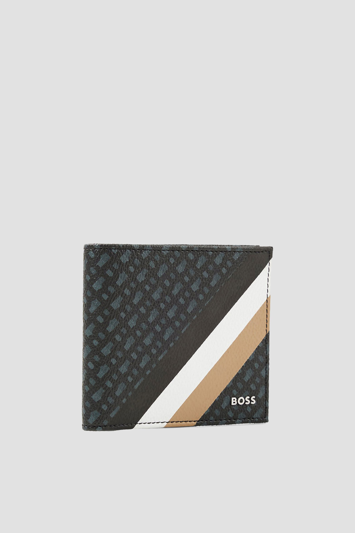 Мужской черный кошелек с узором BOSS 50481437;001