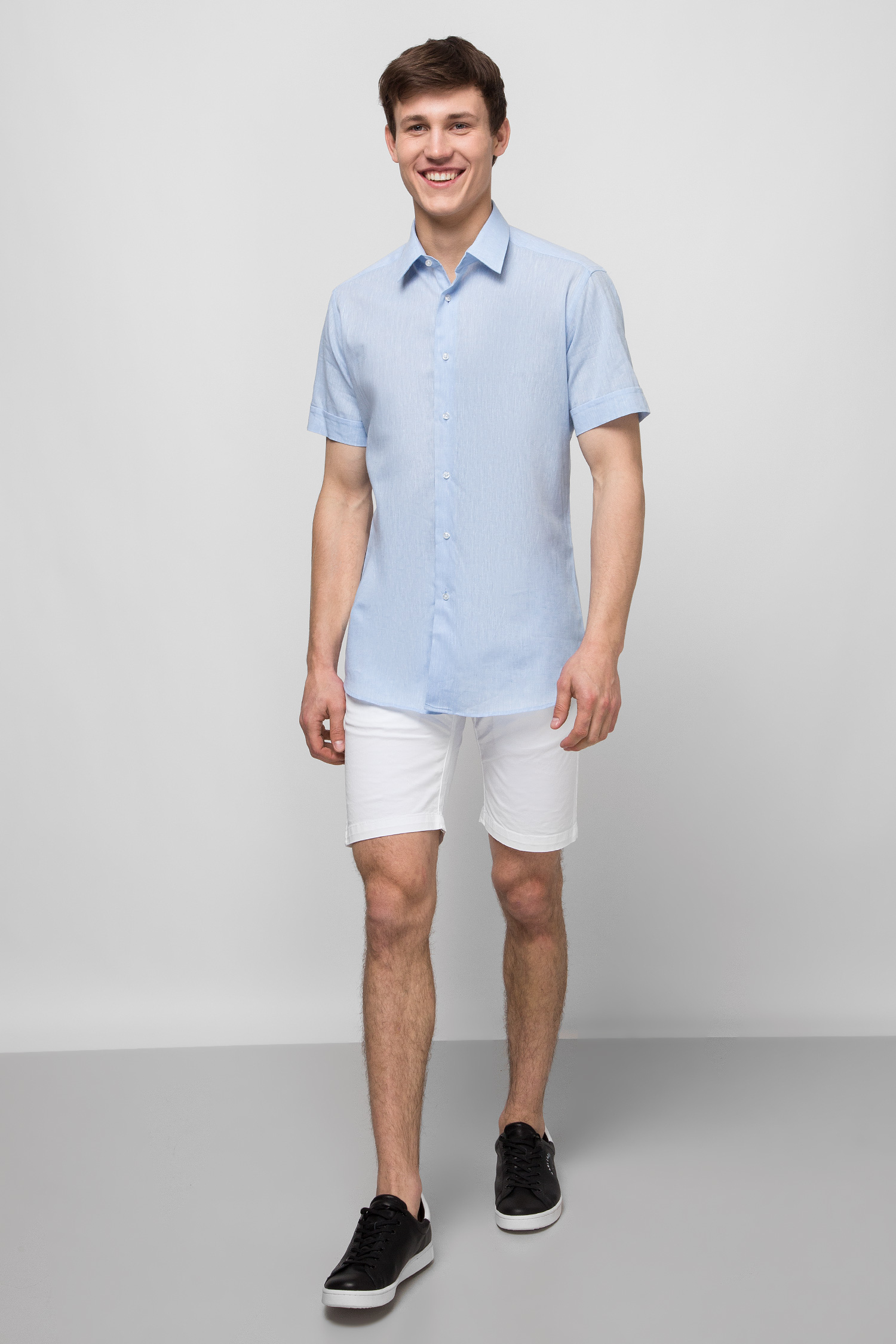 Мужская голубая льняная рубашка Karl Lagerfeld 501604.605500;620
