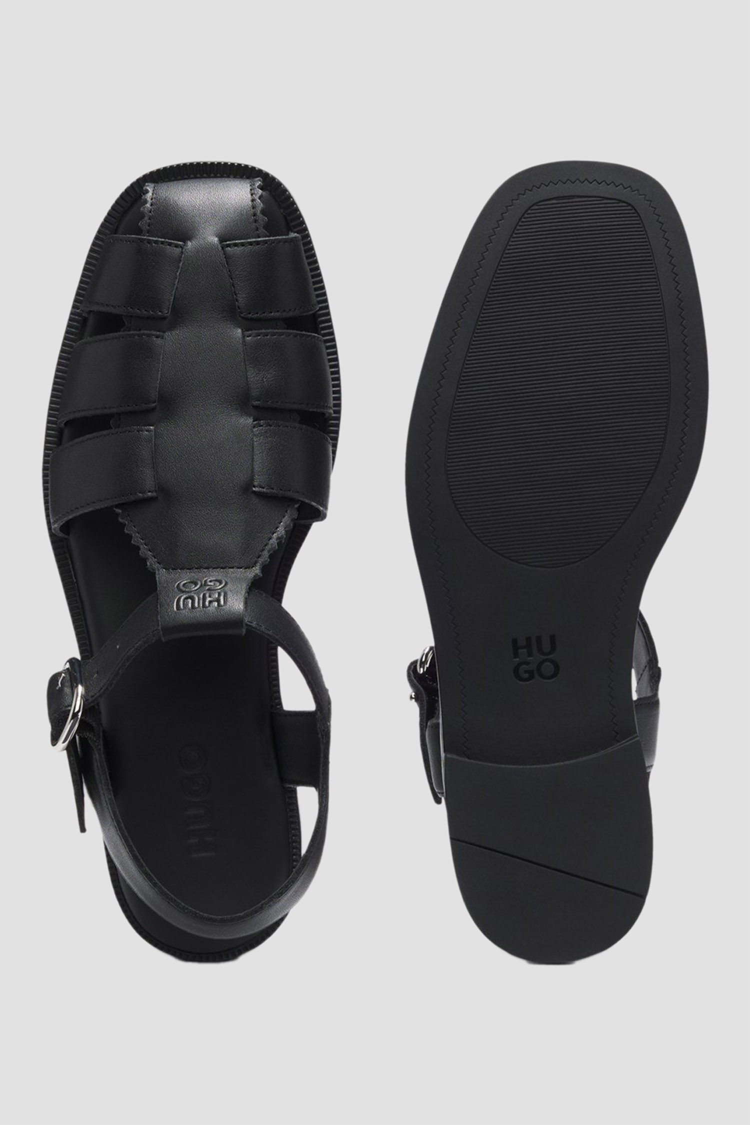 Женские черные кожаные сандалии HUGO 50563676;001