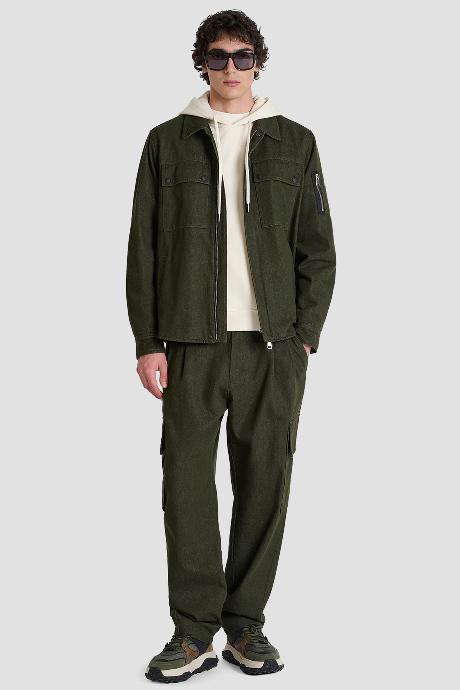 Мужская оливковая джинсовая куртка Antony Morato MMCO00986.FA700172;4088