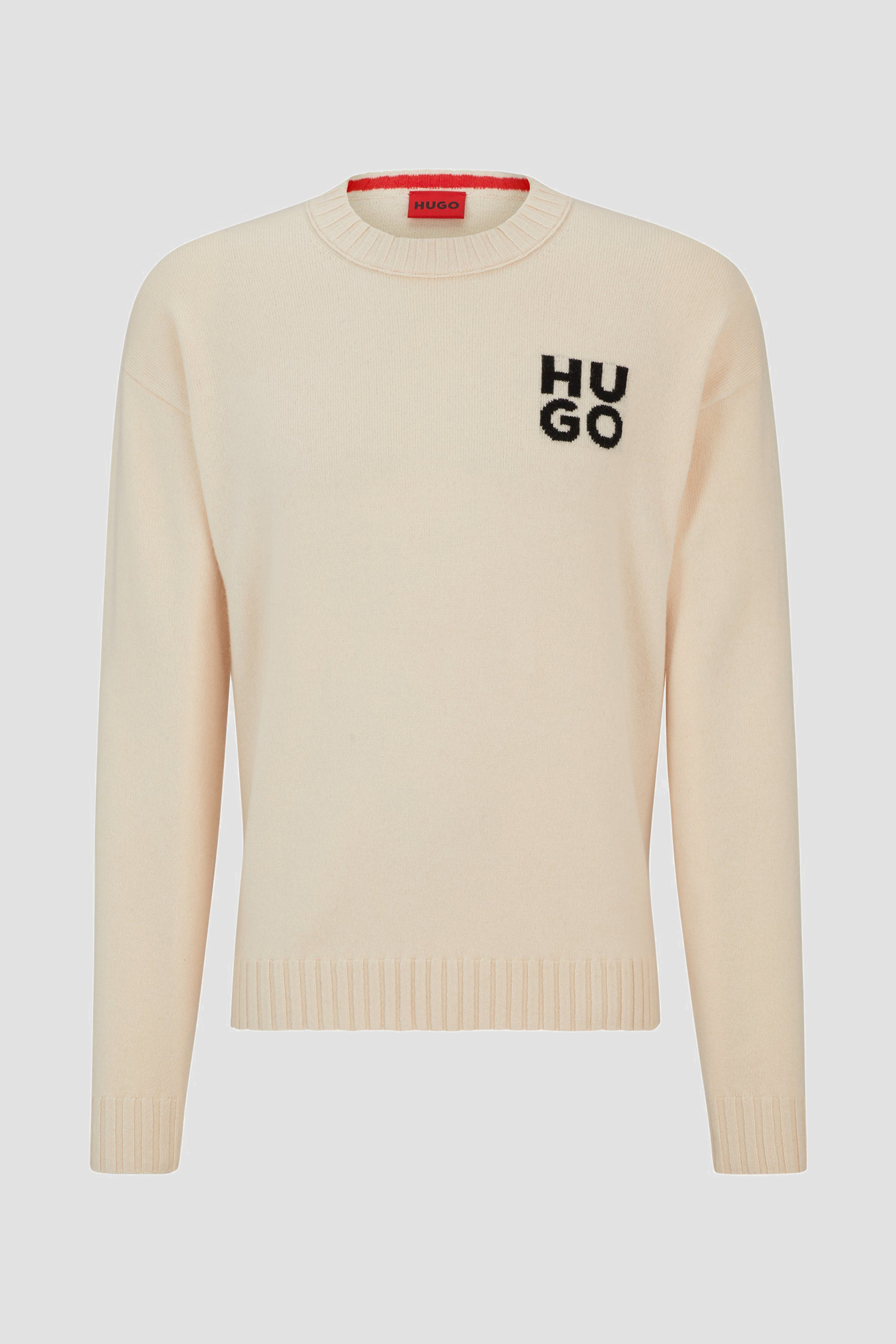 Мужской бежевый шерстяной джемпер HUGO 50500015;275