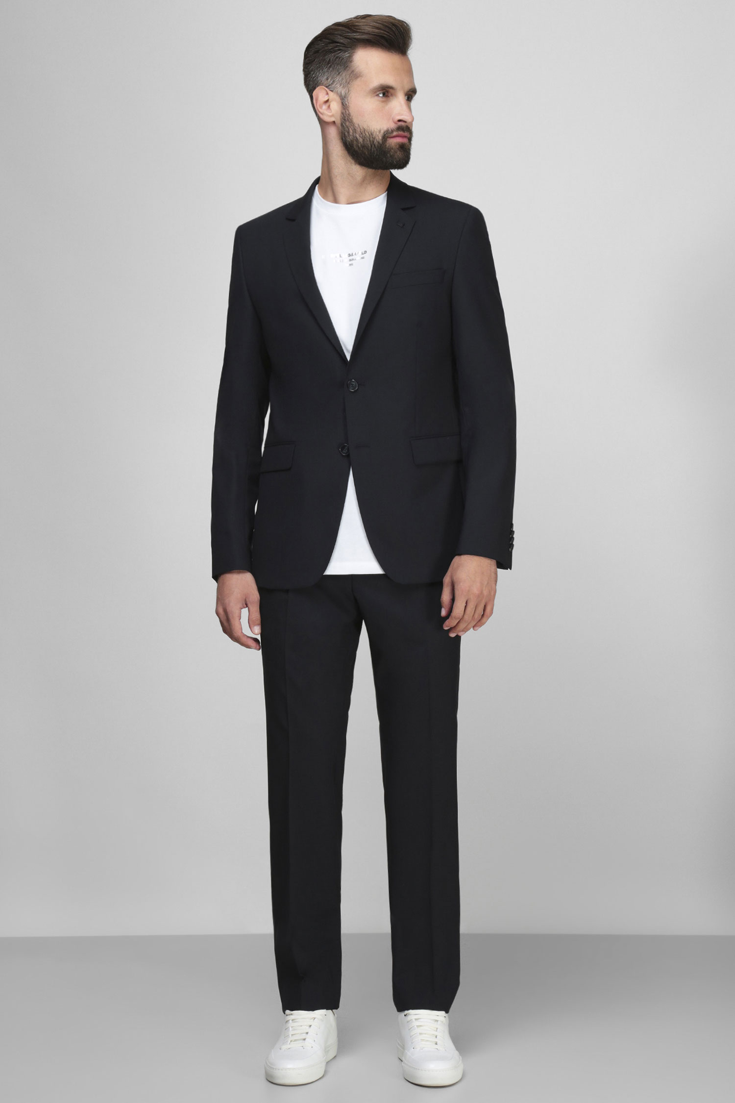 Мужской темно-синий шерстяной костюм (пиджак, брюки) Karl Lagerfeld 500099.155200К;690