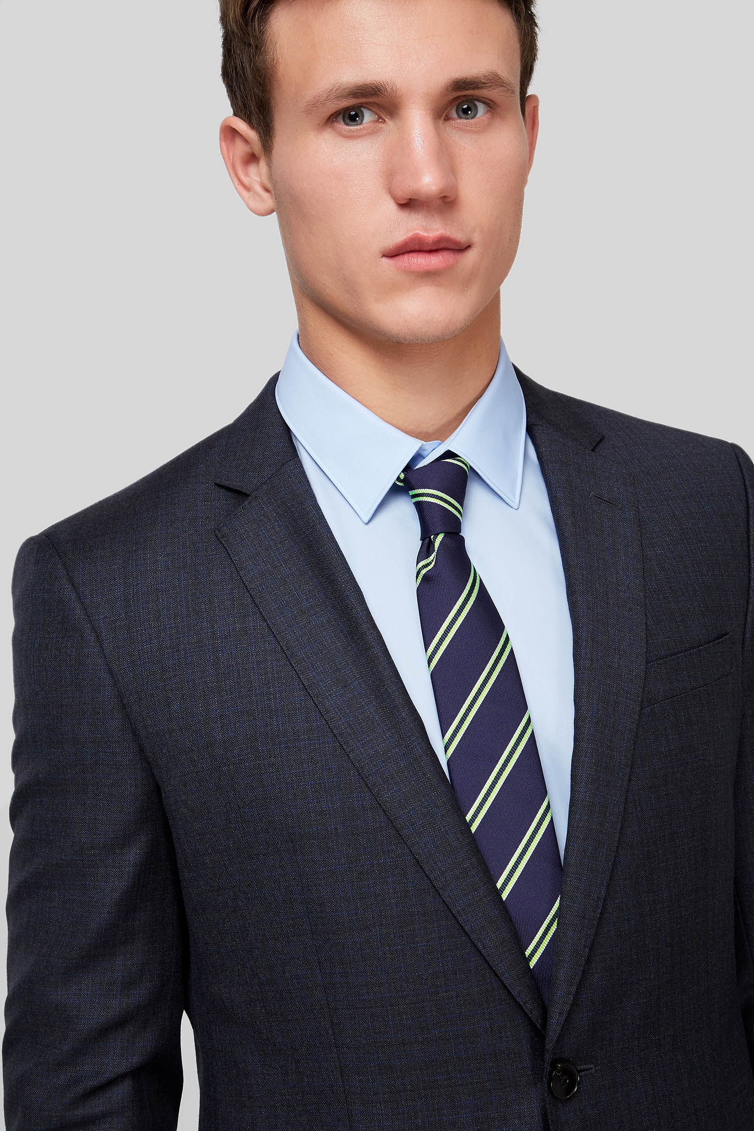 Мужской темно-синий шелковый галстук в полоску BOSS 50434478;494