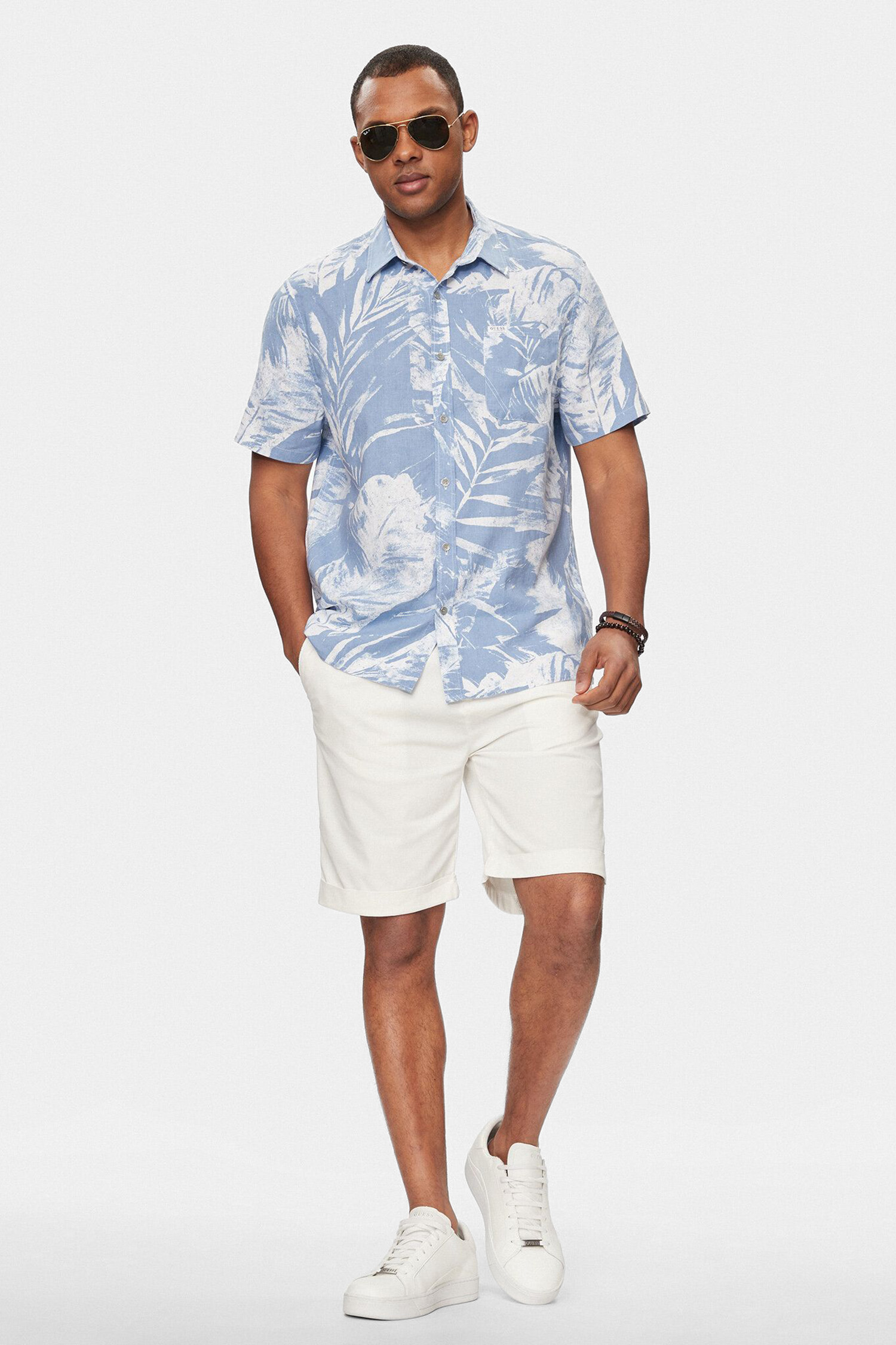 Чоловіча лляна сорочка з візерунком Guess M4GH39.WG3L0;P7QV