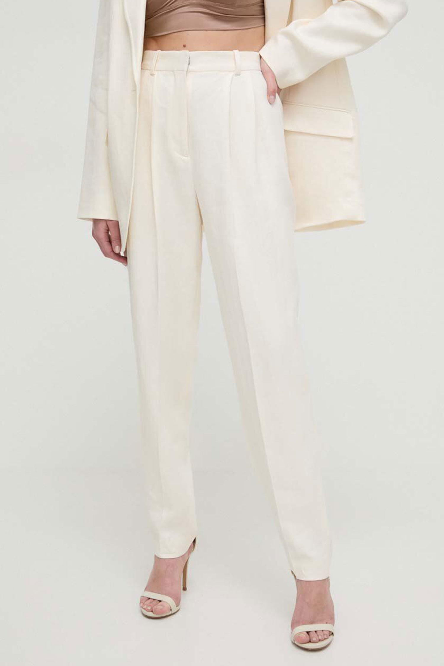 Жіночі білі лляні брюки BOSS 50512869;118