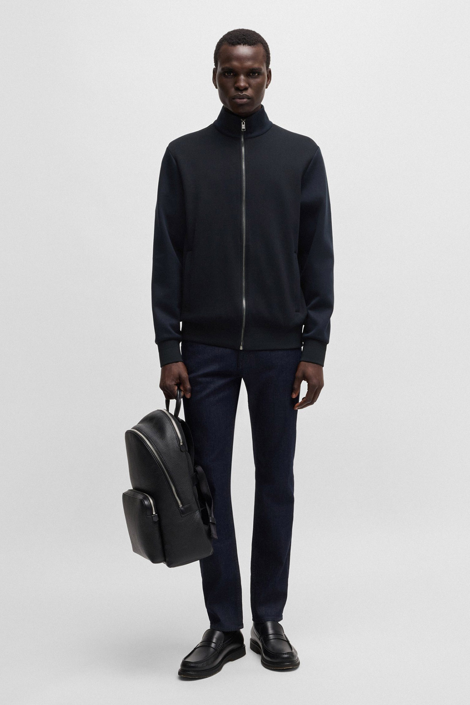 Мужская темно-синяя кофта на молнии BOSS 50532755;404