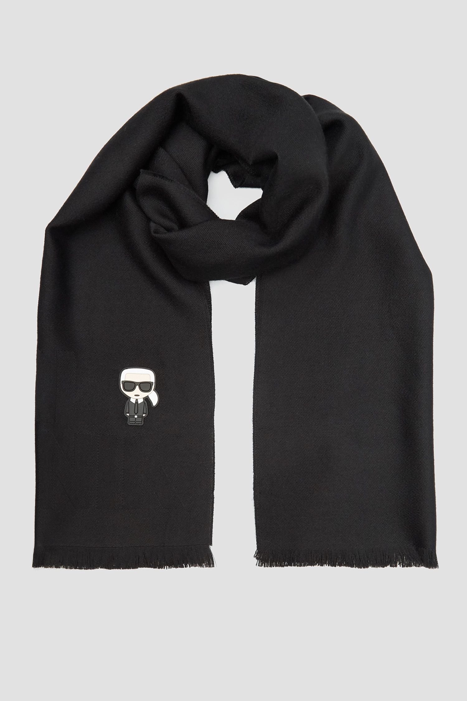 Мужской черный шерстяной шарф Karl Lagerfeld 512137.805001;990