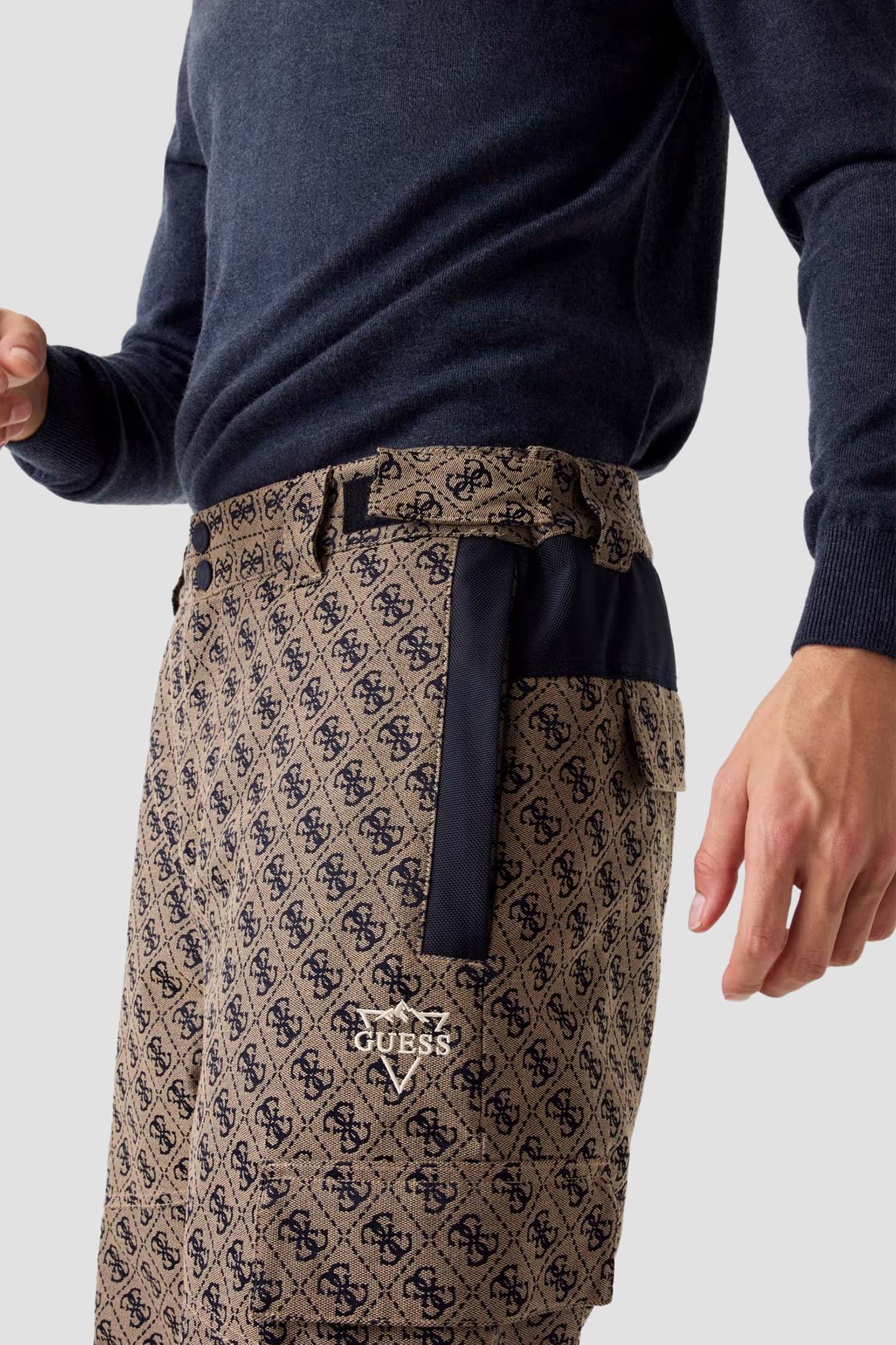 Чоловічі бежеві лижні штани з візерунком Guess M5BB77.WF182;FN4K