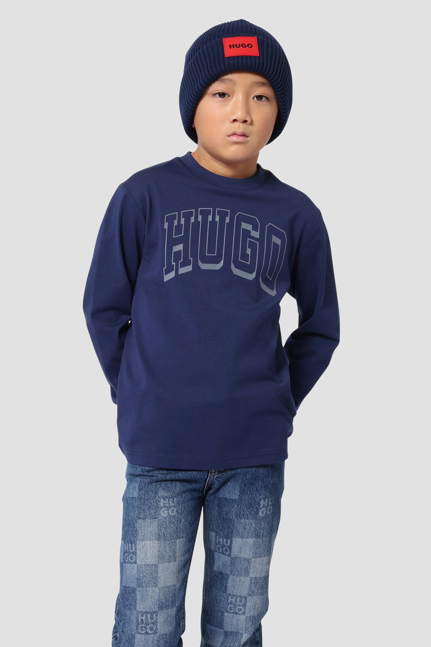 Детская темно-синяя шапка HUGO kids G00259;84N